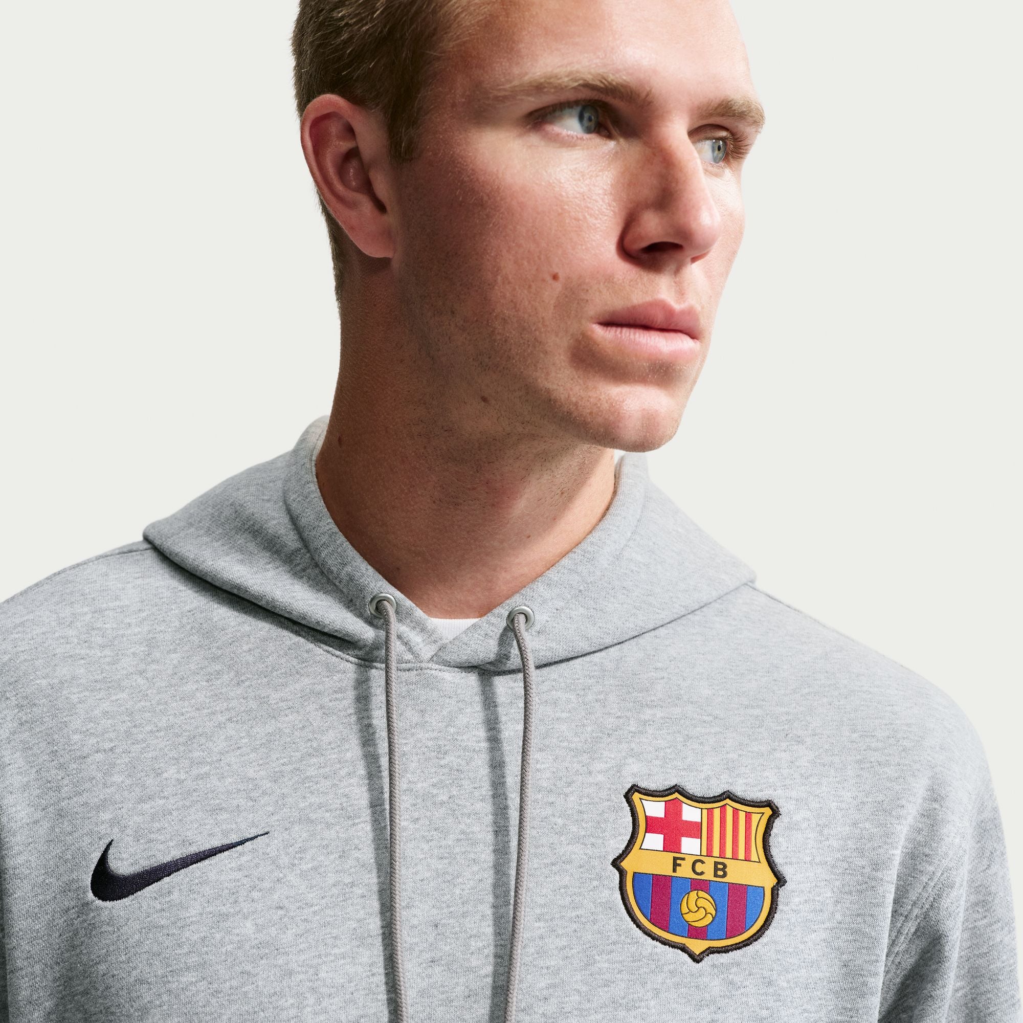 Nike  FC Barcelona Club Men's Nike Soccer French Terry Pullover Hoodie - II3414-063-NIKE by Nike | Available at Niky's Sports