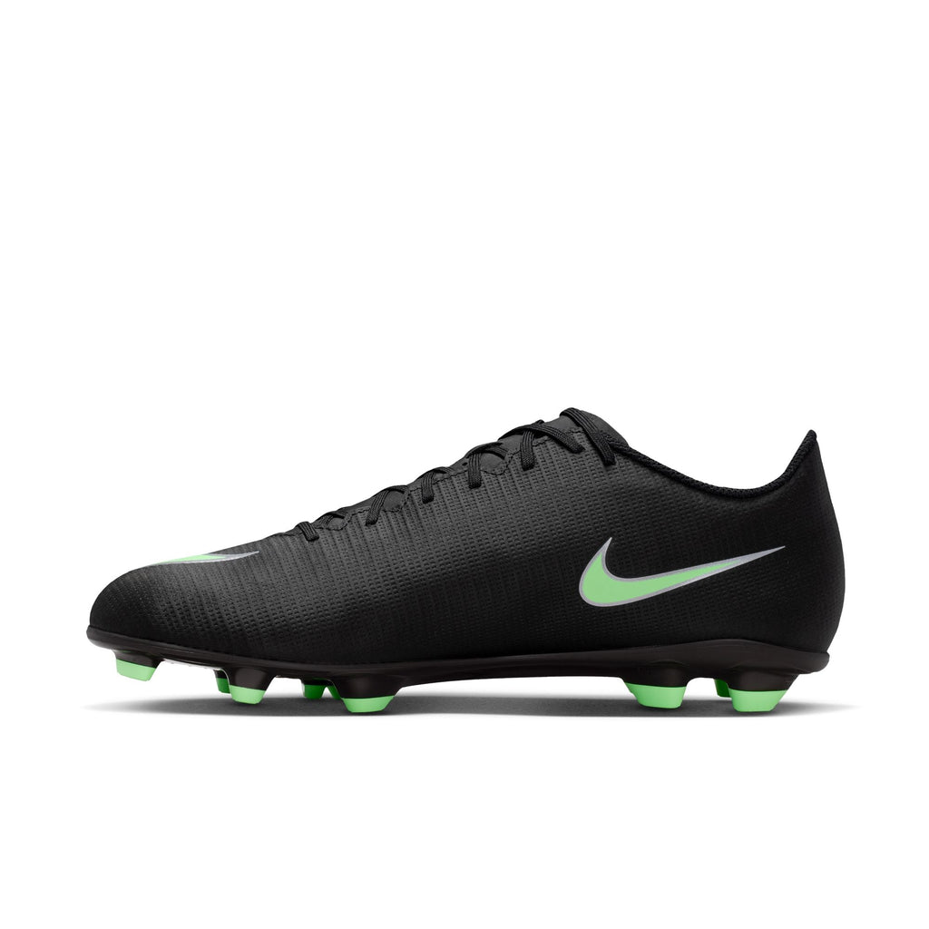 Nike Mercurial Vapor 17 Club Multi-Ground Soccer Cleats – Black / Illusion Green – angled side view