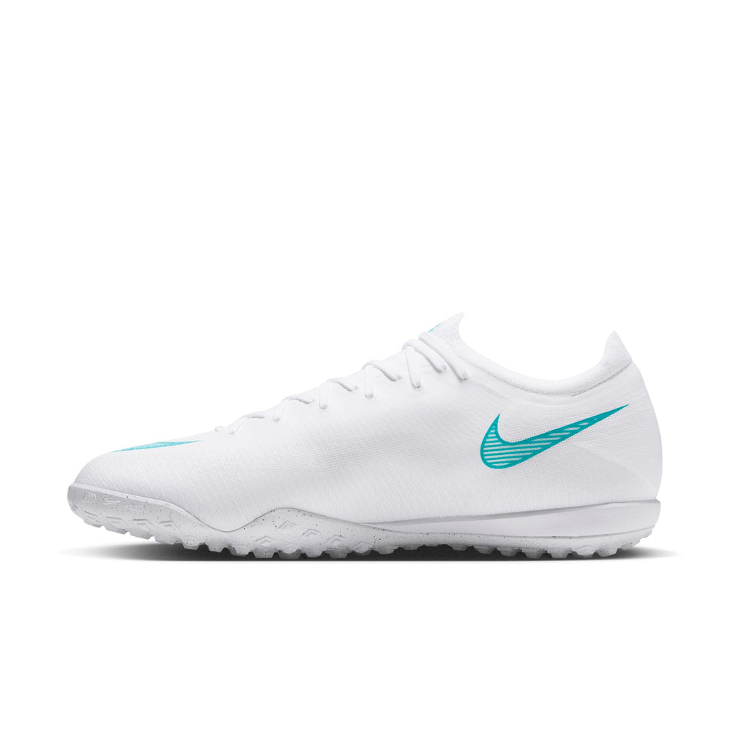 Nike Mercurial Vapor 17 Pro turf soccer shoes in White/Dusty Cactus, side view — IM5811-102