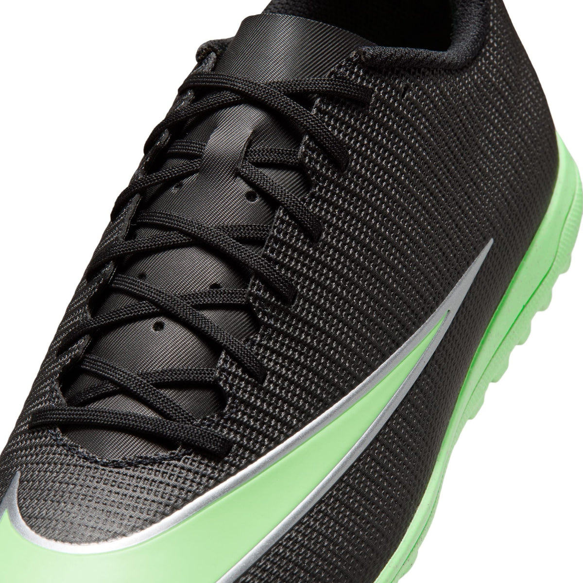 Nike Mercurial Vapor 17 Club Turf Soccer Shoes – Black / Illusion Green – upper detail
