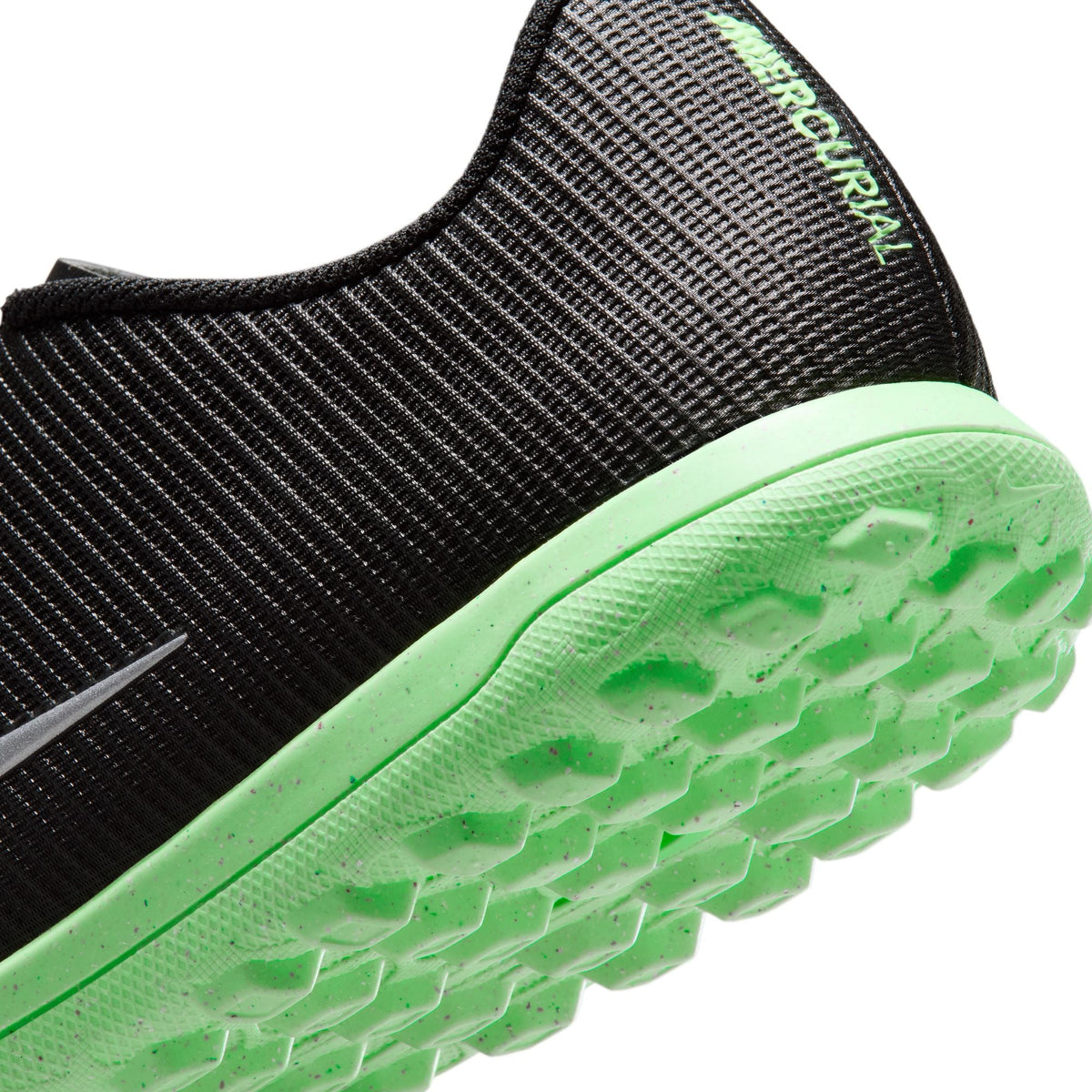 Nike Mercurial Vapor 17 Club Turf Soccer Shoes – Black / Illusion Green – upper detail