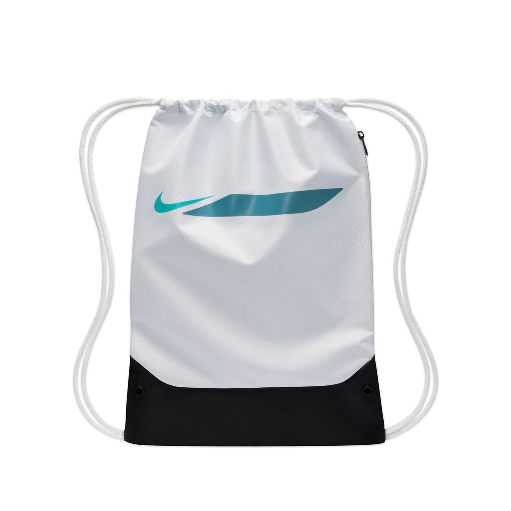 Nike Academy Soccer Gym Sack (18L), Off White/Smokey Blue/Dusty Cactus, front view — IO0924-101
