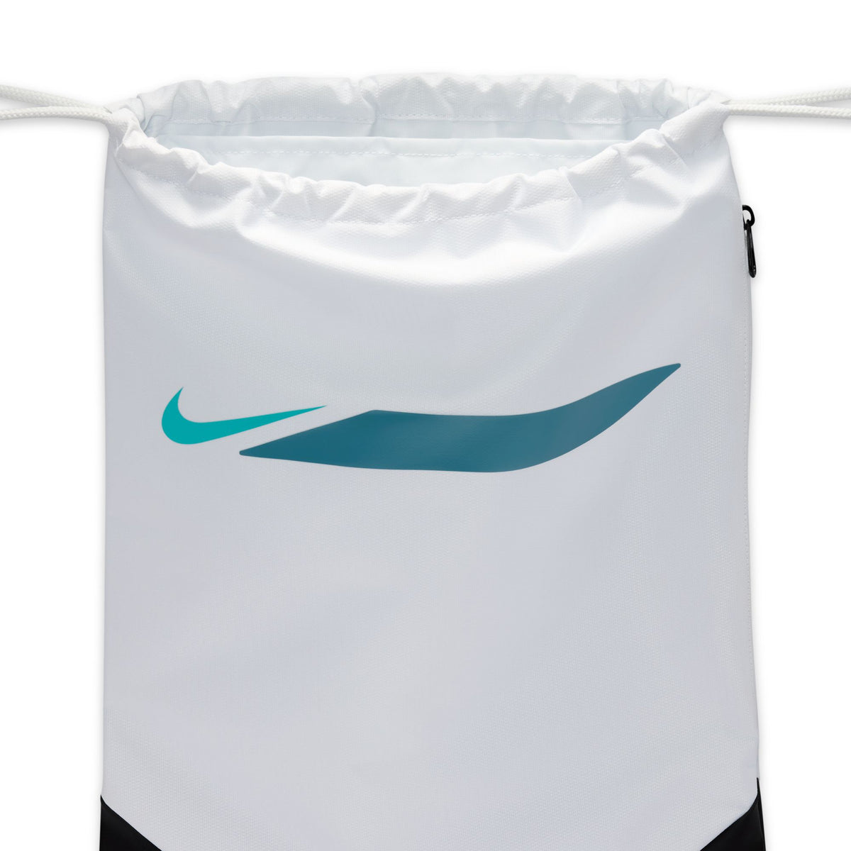 Nike Academy Soccer Gym Sack (18L), Off White/Smokey Blue/Dusty Cactus, logo detail — IO0924-101