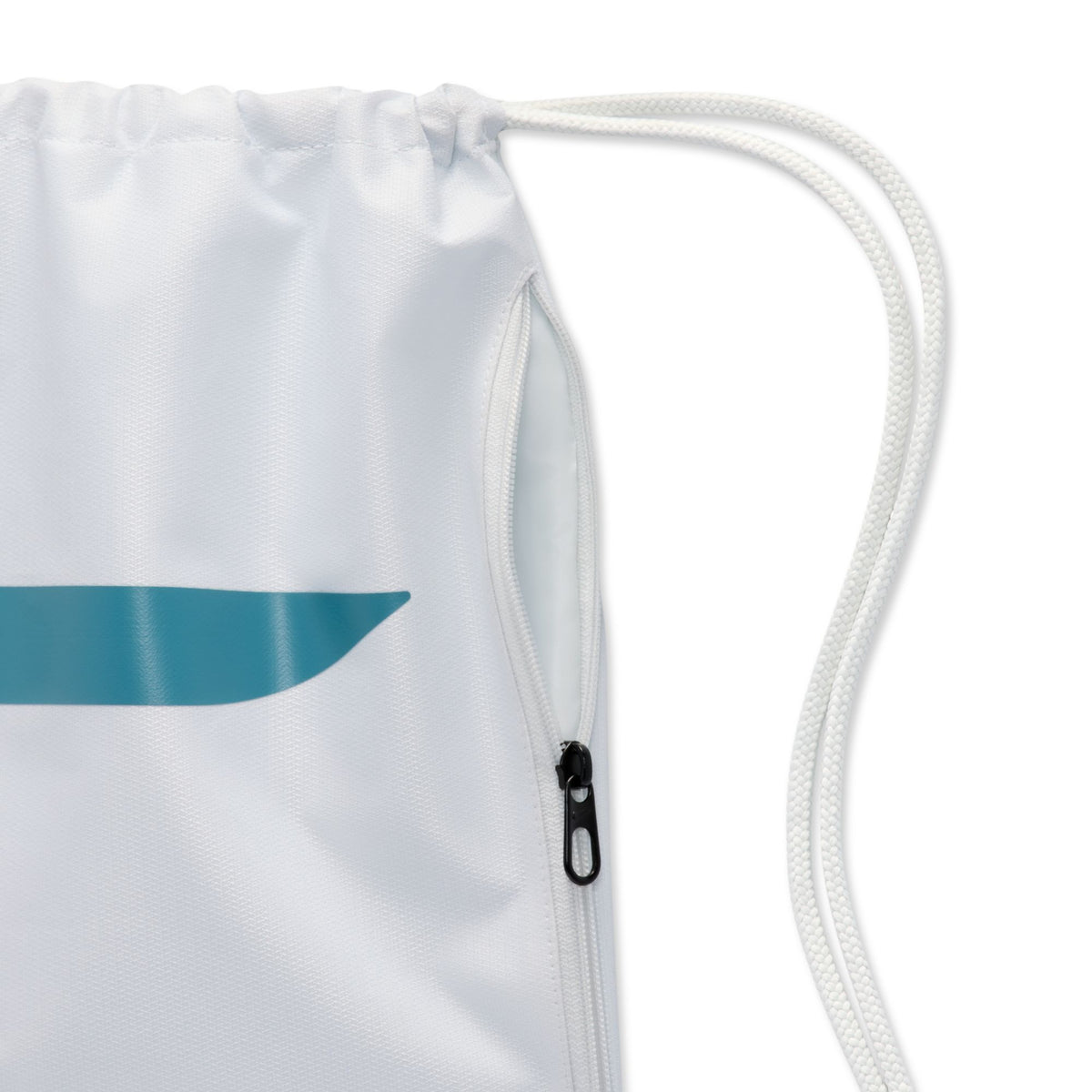 Nike Academy Soccer Gym Sack (18L), Off White/Smokey Blue/Dusty Cactus, zip pocket detail — IO0924-101