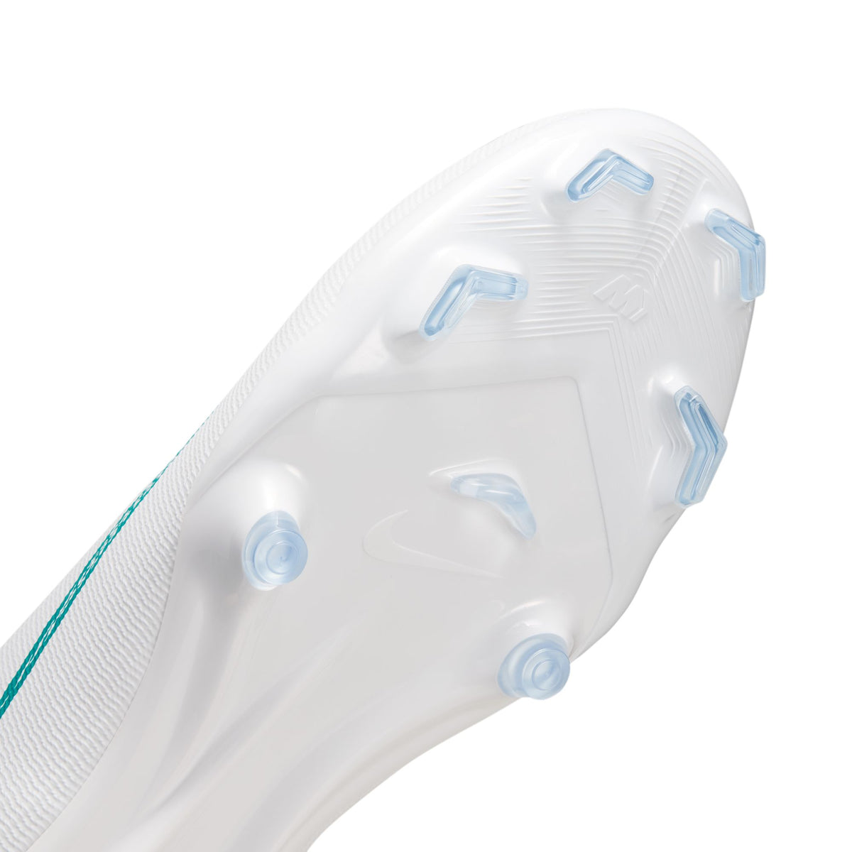 Nike Mercurial Superfly 11 Academy MG Soccer Cleats – White / Dusty Cactus, stud and plate detail — IO1485-102