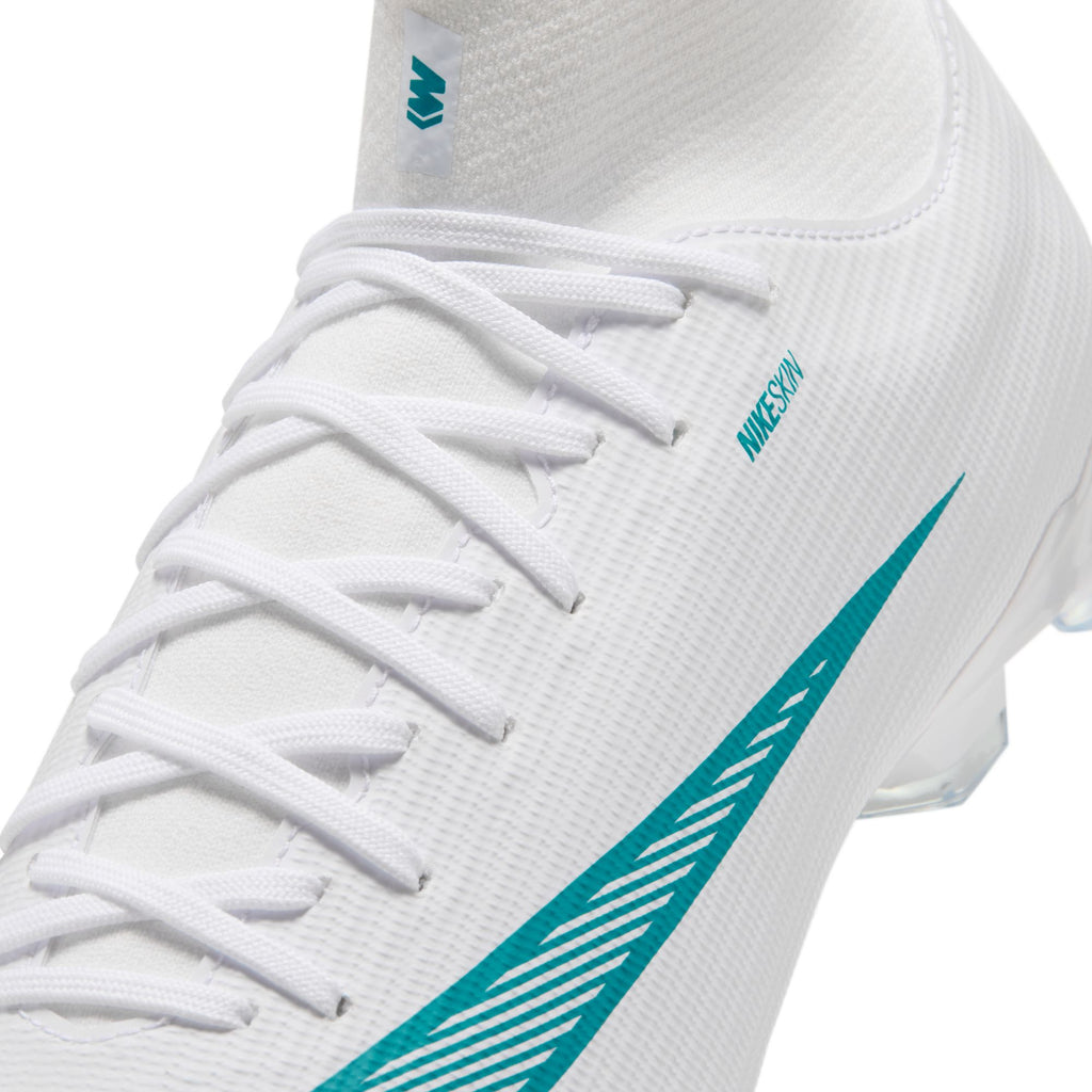 Nike Mercurial Superfly 11 Academy MG Soccer Cleats – White / Dusty Cactus, NikeSkin upper and lacing detail — IO1485-102
