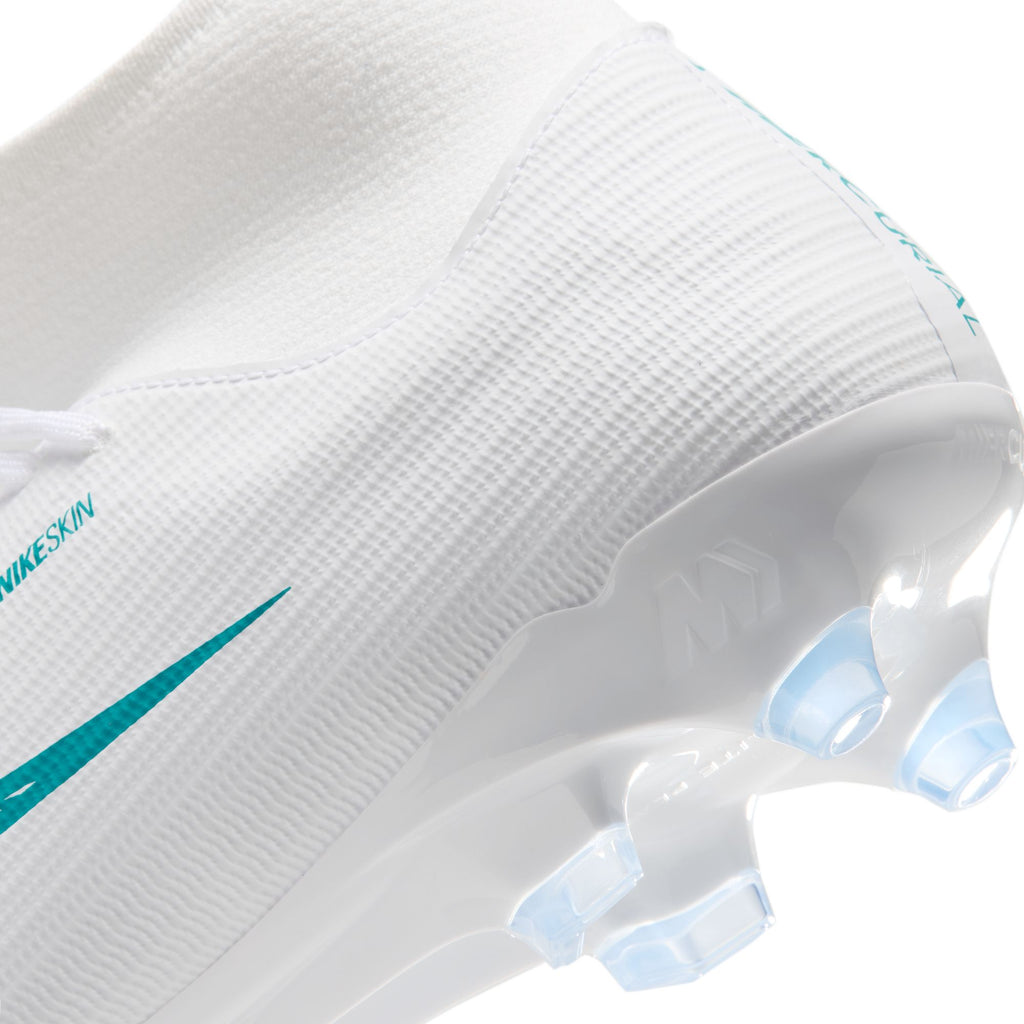 Nike Mercurial Superfly 11 Academy MG Soccer Cleats – White / Dusty Cactus, heel and collar detail — IO1485-102