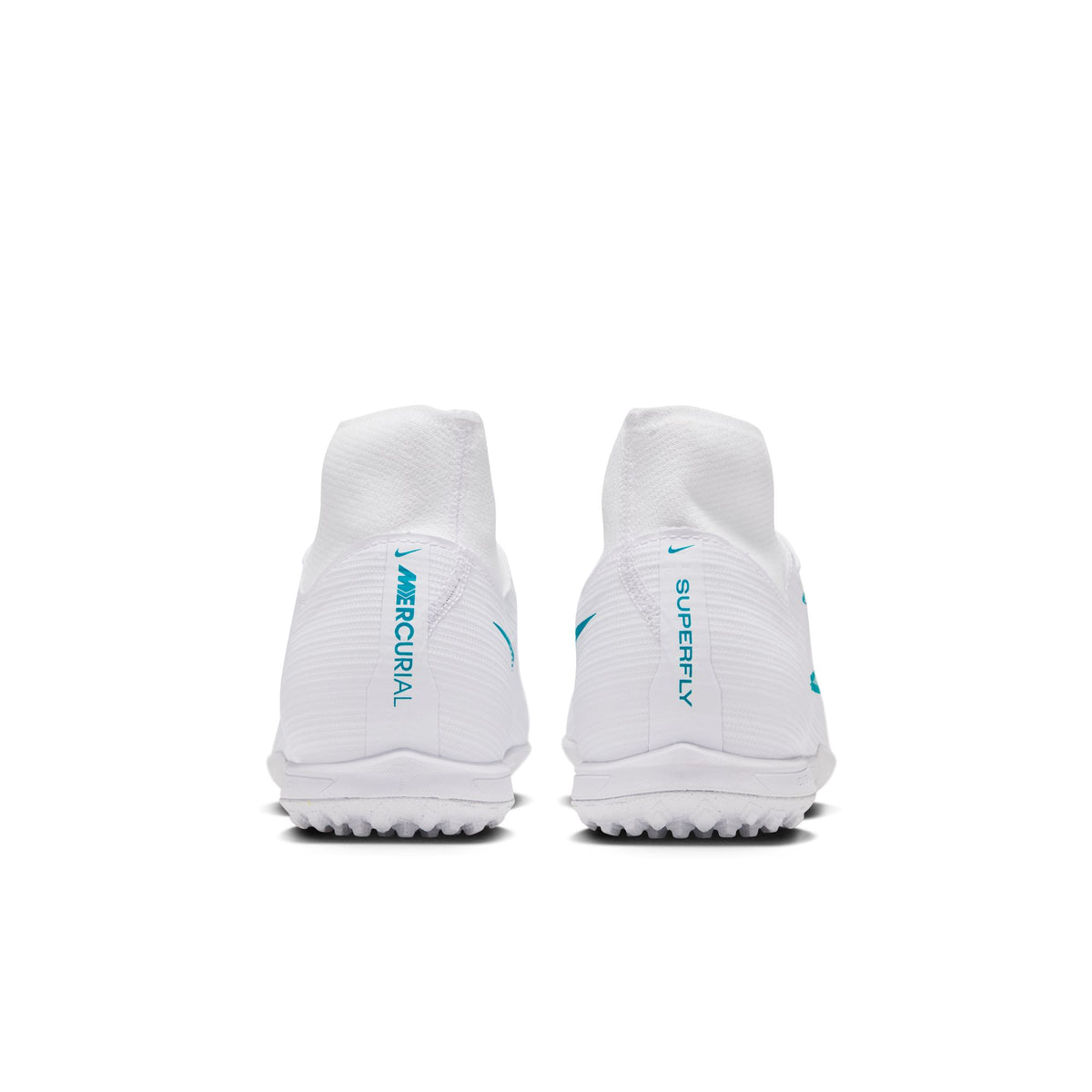 Nike Mercurial Superfly 11 Academy Turf Soccer Shoes – White / Dusty Cactus, heel view — IO1494-102