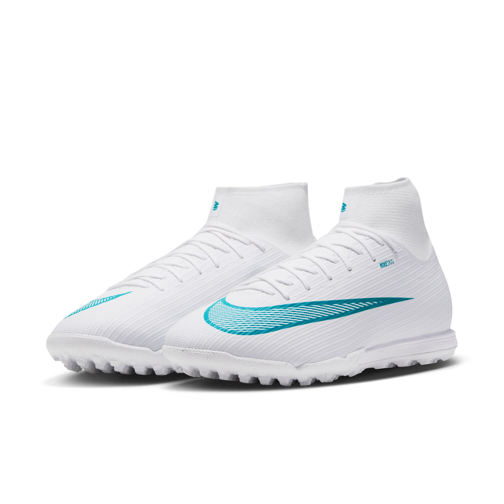 Nike Mercurial Superfly 11 Academy Turf Soccer Shoes – White / Dusty Cactus, pair view — IO1494-102