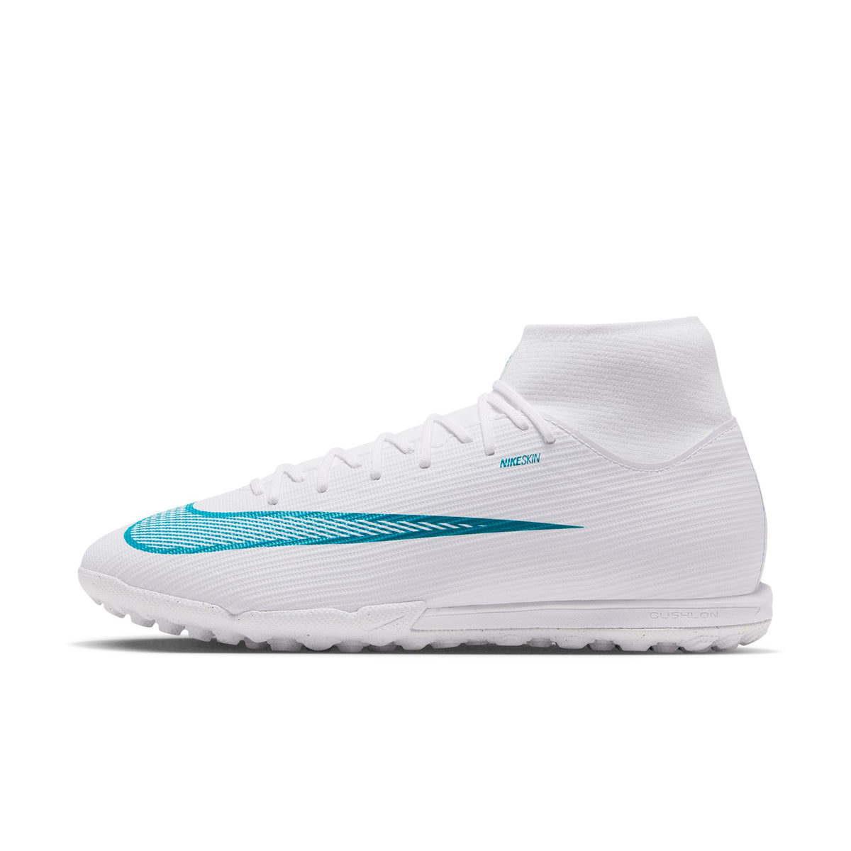 Nike Mercurial Superfly 11 Academy Turf Soccer Shoes – White / Dusty Cactus, opposite side view — IO1494-102