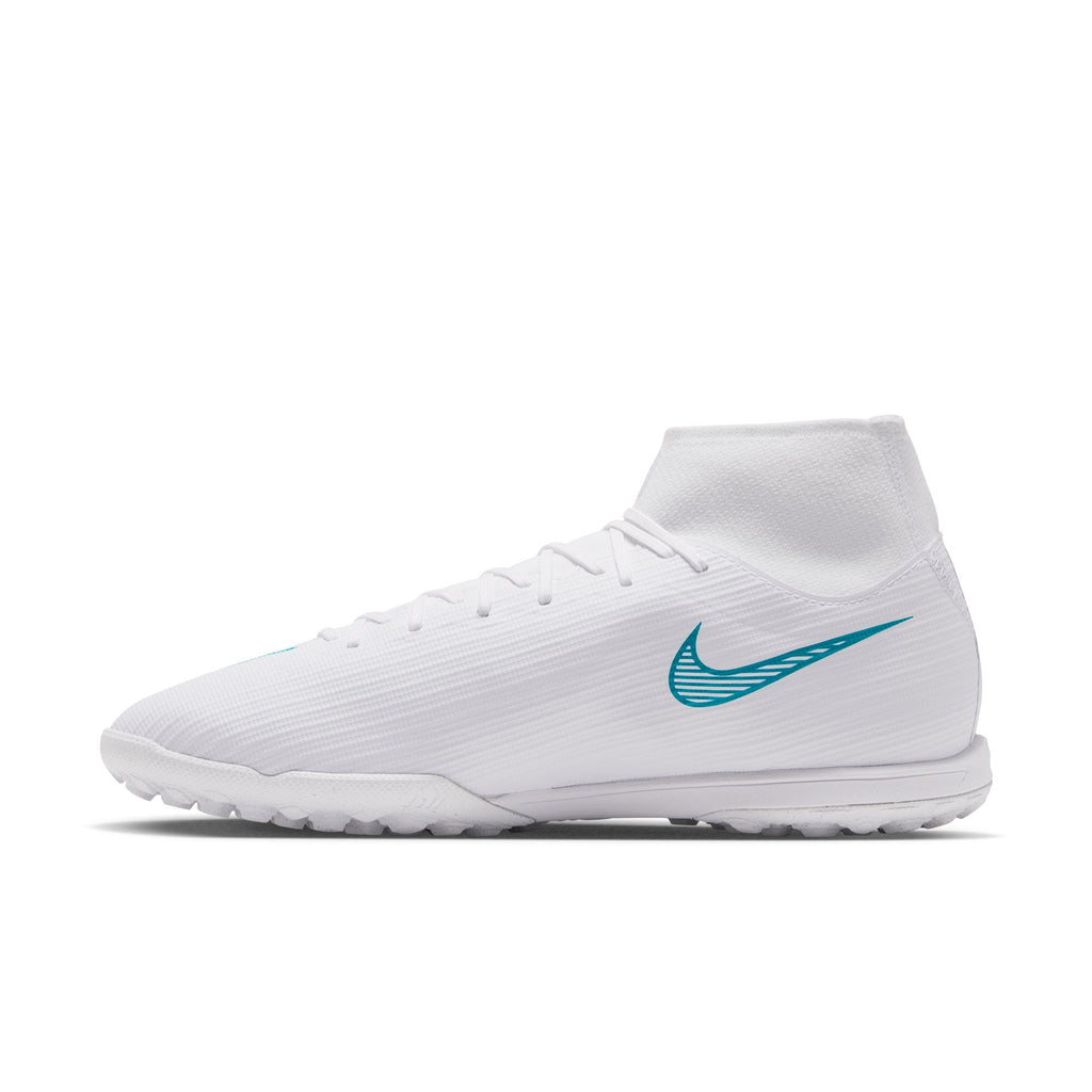 Nike Mercurial Superfly 11 Academy Turf Soccer Shoes – White / Dusty Cactus, side view — IO1494-102