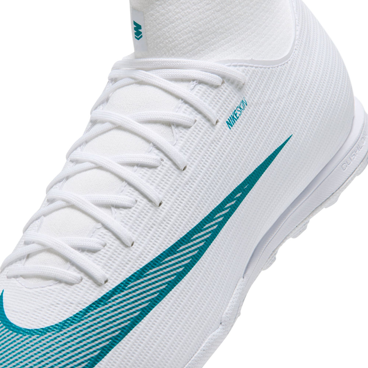 Nike Mercurial Superfly 11 Academy Turf Soccer Shoes – White / Dusty Cactus, NikeSkin upper and lacing detail — IO1494-102