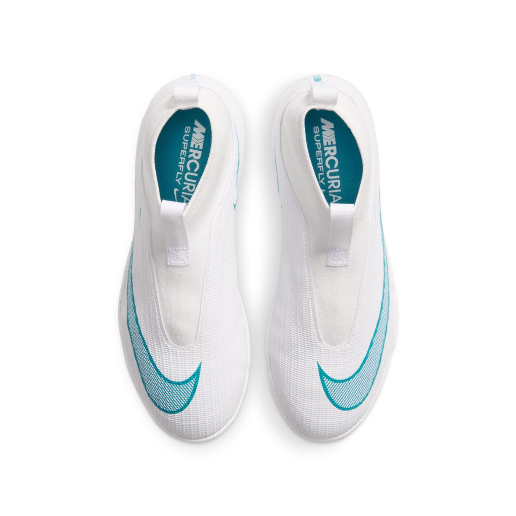 Nike Jr. Mercurial Superfly 11 Academy Turf in White/Dusty Cactus – top view