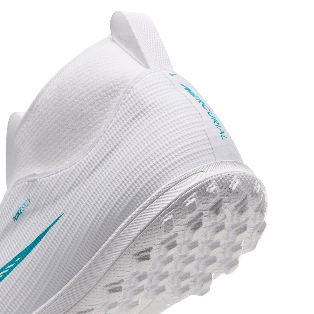 Nike Jr. Mercurial Superfly 11 Academy Turf in White/Dusty Cactus – detail view