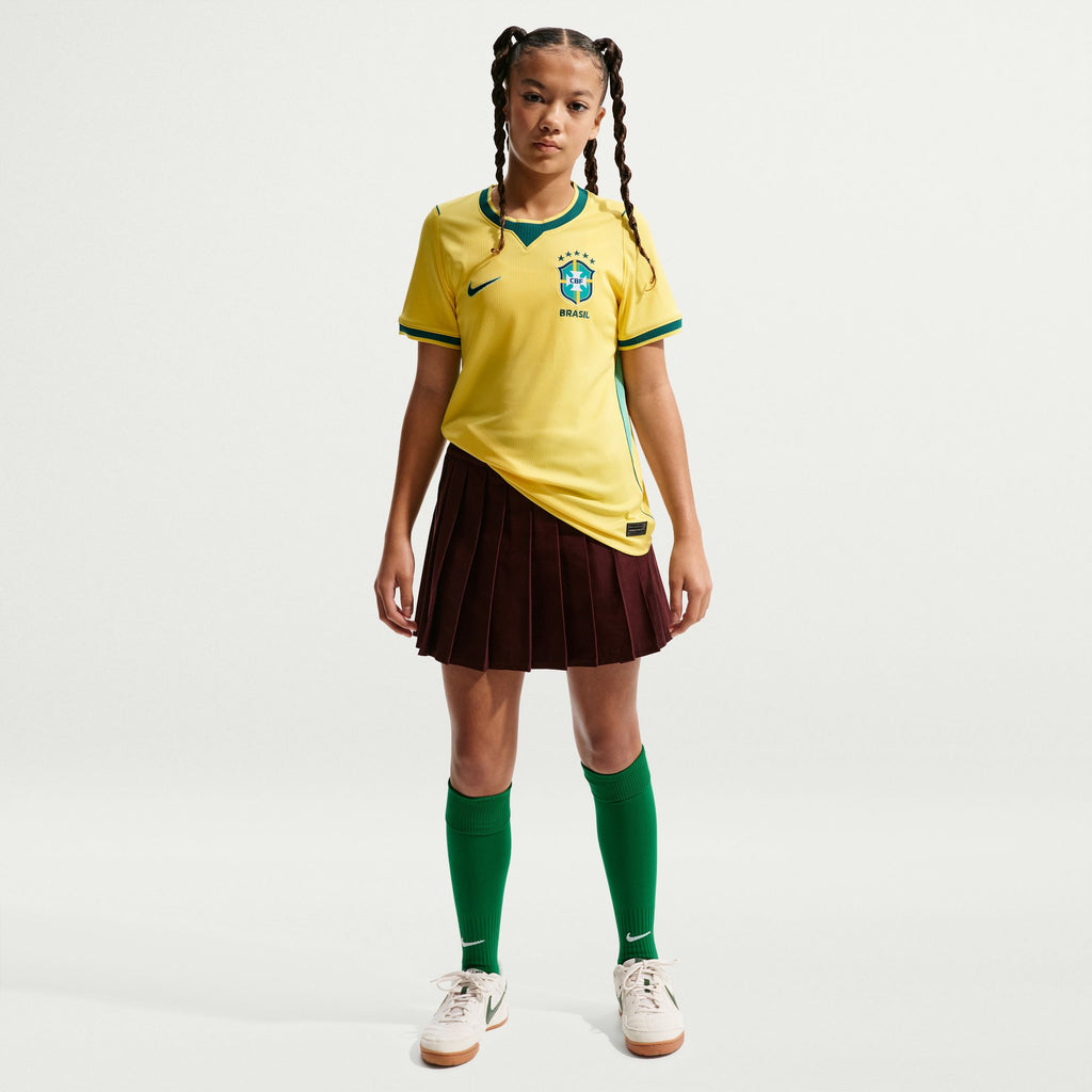 Nike Brazil 2026 Stadium Home Big Kids' Nike Dri-FIT Soccer Stadium Jersey - IO2231-724-NIKE by Nike | Available at Niky's Sports