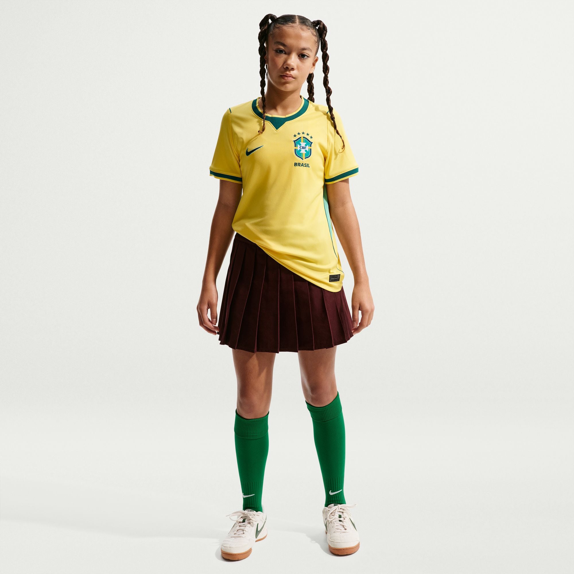Nike Brazil 2026 Stadium Home Big Kids' Nike Dri-FIT Soccer Stadium Jersey - IO2231-724-NIKE by Nike | Available at Niky's Sports