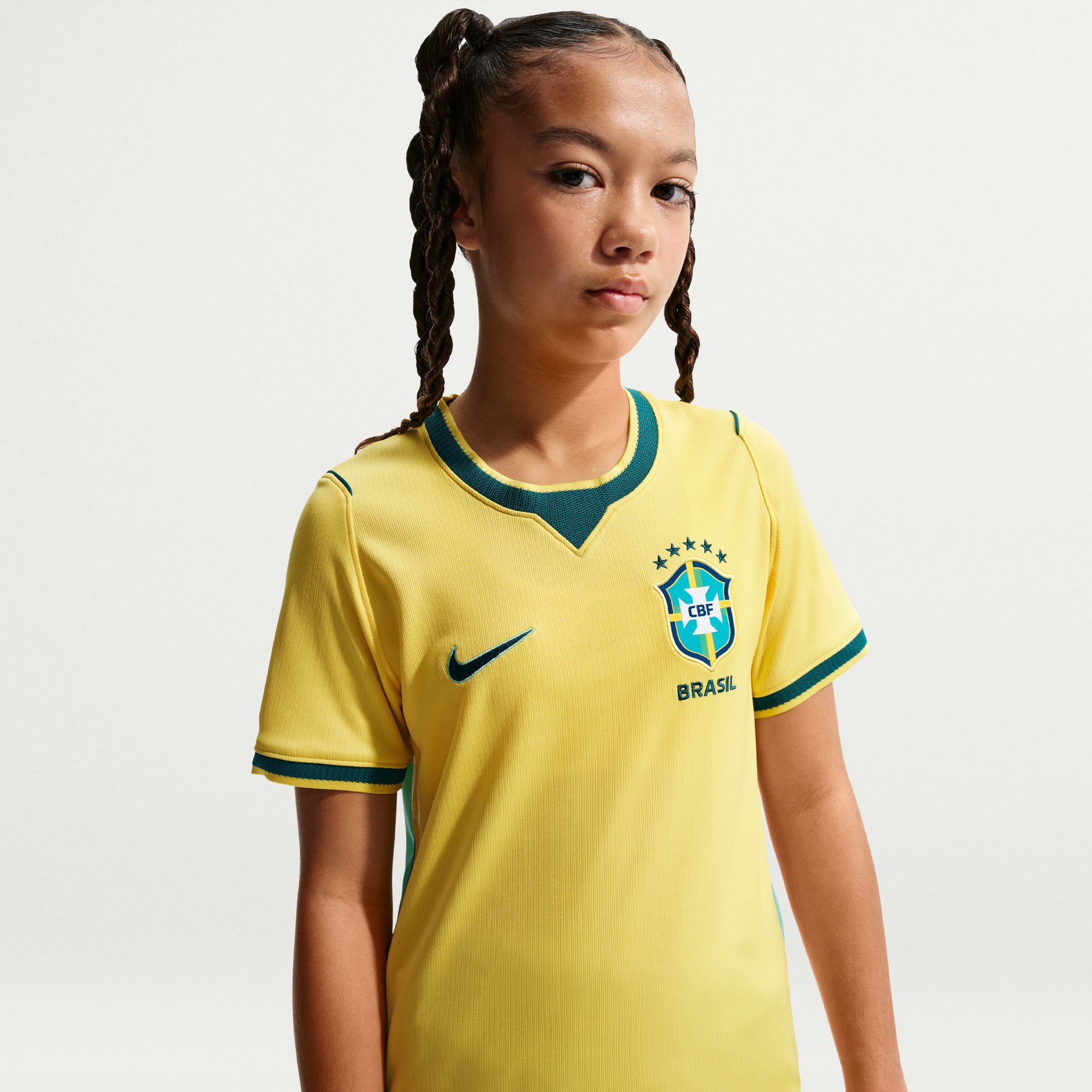 Nike Brazil 2026 Stadium Home Big Kids' Nike Dri-FIT Soccer Stadium Jersey - IO2231-724-NIKE by Nike | Available at Niky's Sports