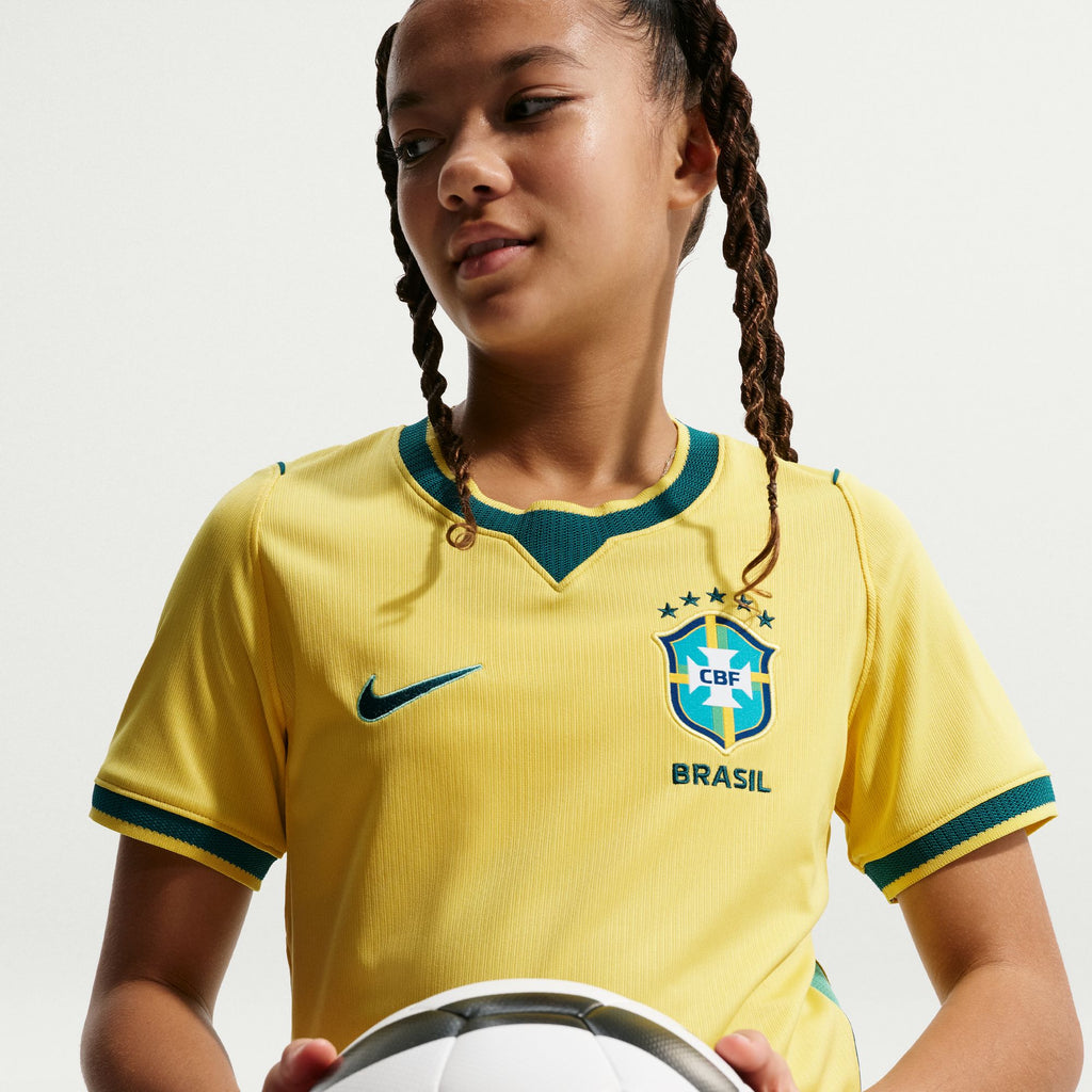 Nike Brazil 2026 Stadium Home Big Kids' Nike Dri-FIT Soccer Stadium Jersey - IO2231-724-NIKE by Nike | Available at Niky's Sports