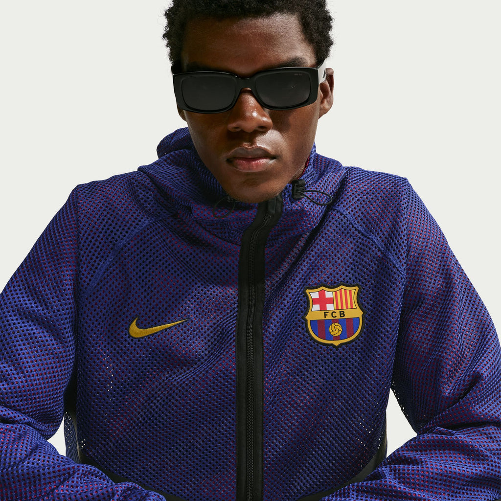 Nike FC Barcelona Men's Nike Dri-FIT Soccer Anthem Jacket - IO4219-455-NIKE by Nike | Available at Niky's Sports