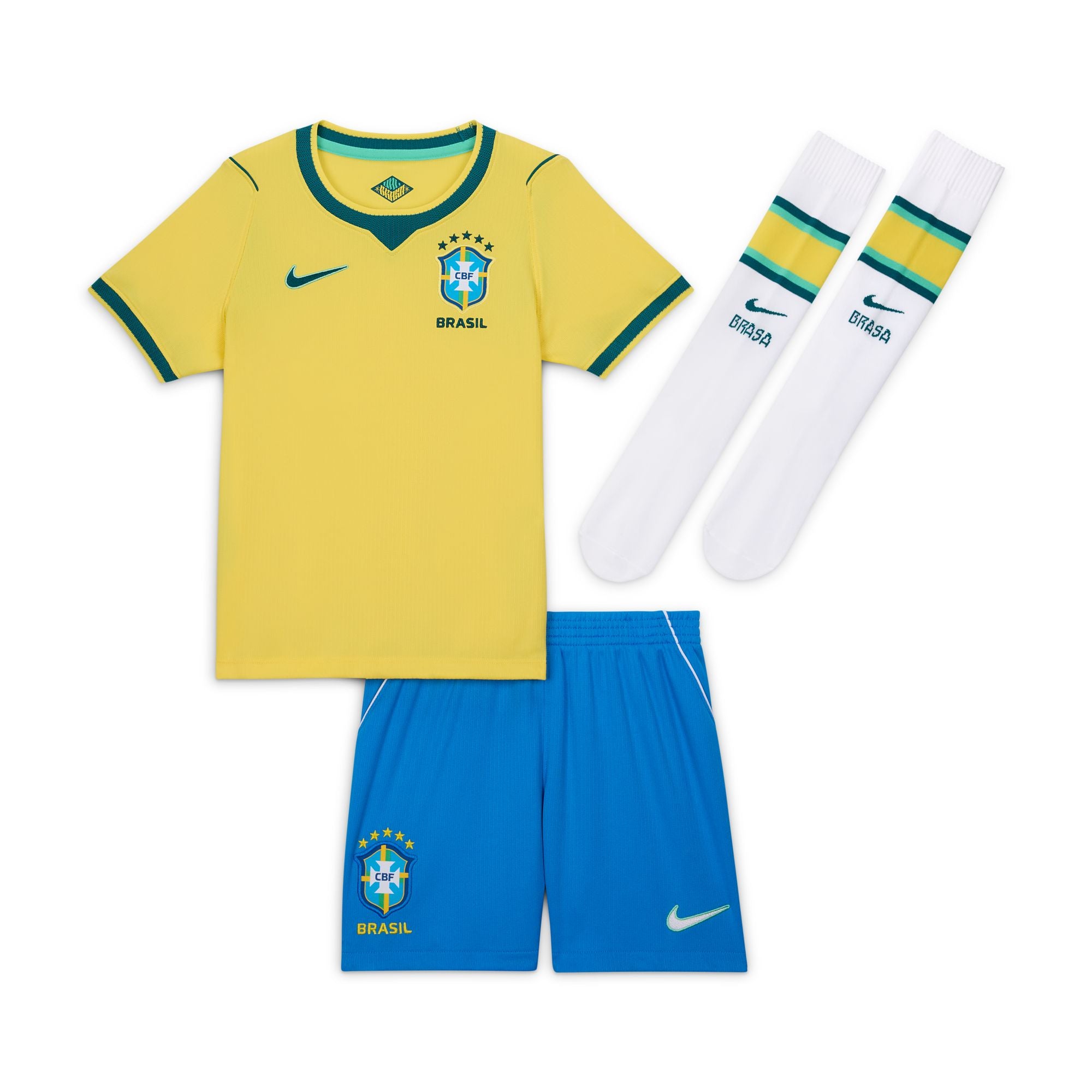 Nike Brazil 2026 Stadium Home Little Kids' Nike Soccer Replica 3-Piece Kit