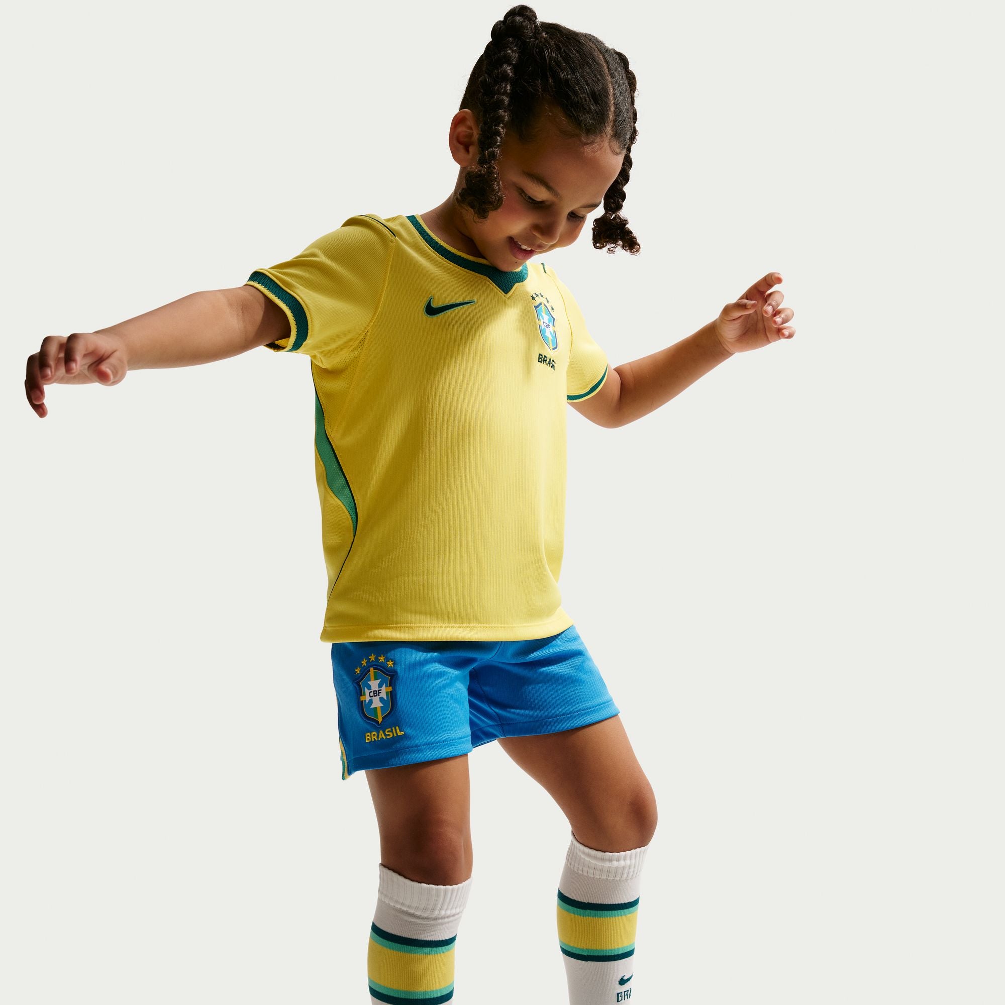 Nike Brazil 2026 Stadium Home Little Kids' Nike Soccer Replica 3-Piece Kit