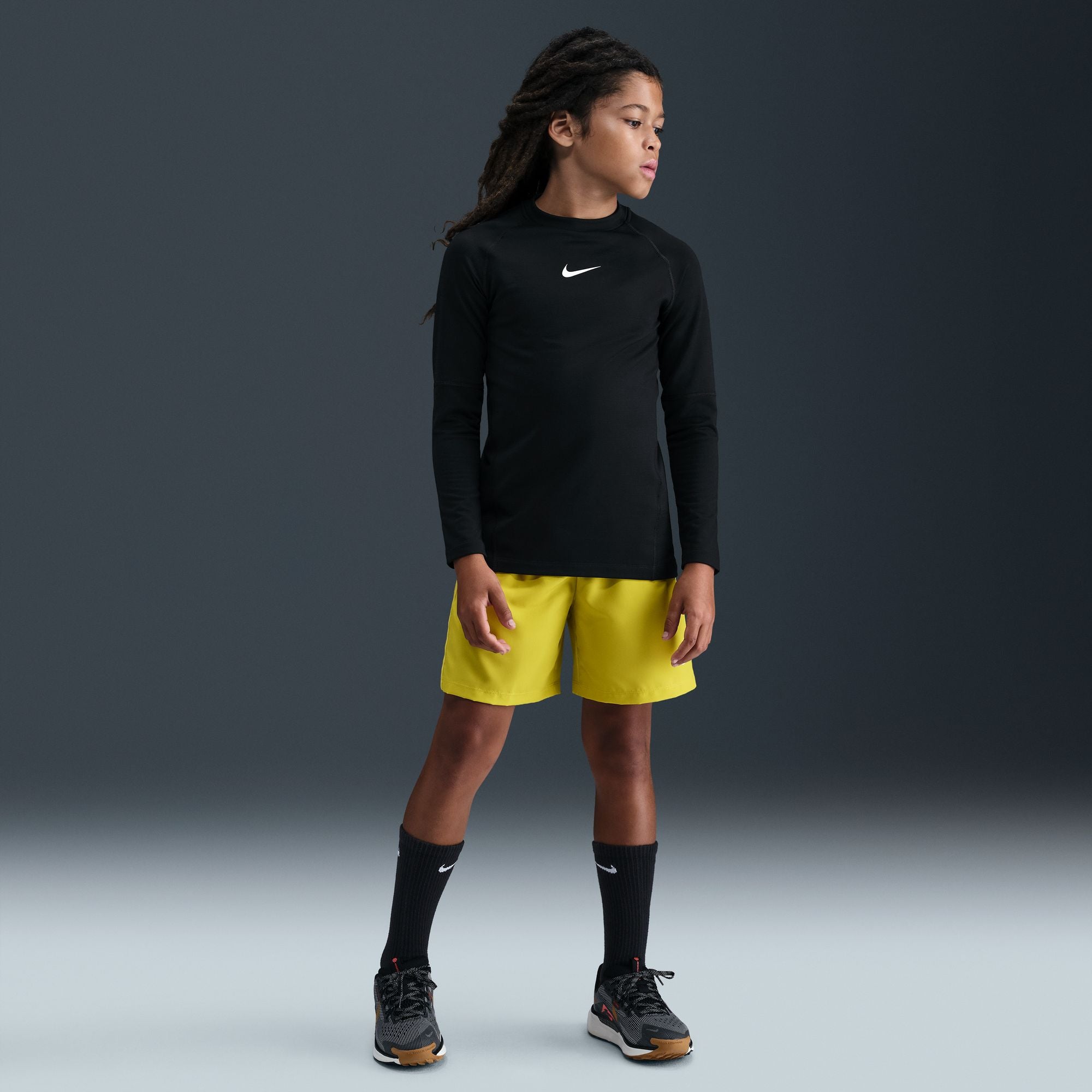 Nike Pro Big Kids' (Boys') Dri-FIT Long-Sleeve Crewneck Top - IO9010-010-NIKE by Nike | Available at Niky's Sports