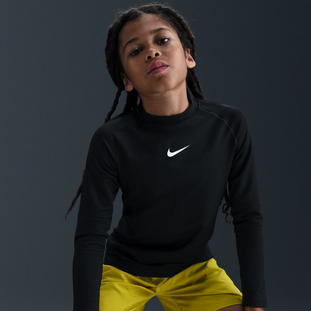 Nike Pro Big Kids' (Boys') Dri-FIT Long-Sleeve Crewneck Top - IO9010-010-NIKE by Nike | Available at Niky's Sports