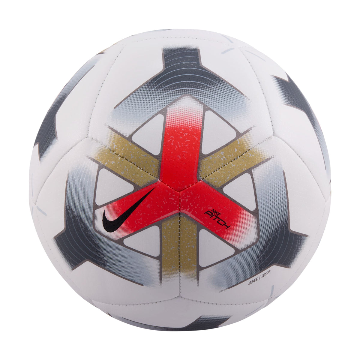 Nike Pitch Soccer Ball, WHITE/BRIGHT CRIMSON/ANTHRACITE/BLACK, front view
