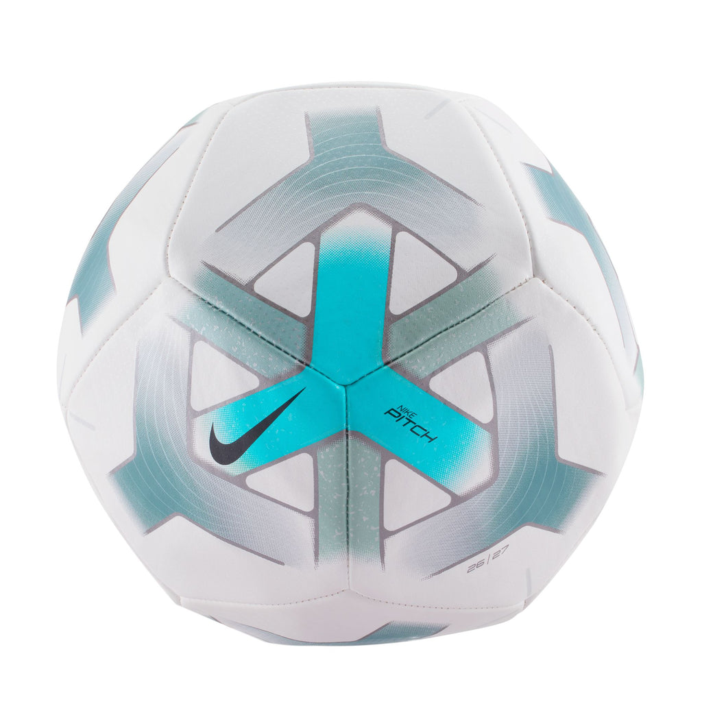Nike Pitch Soccer Ball, WHITE/DUSTY CACTUS/SMOKEY BLUE/BLACK, back view