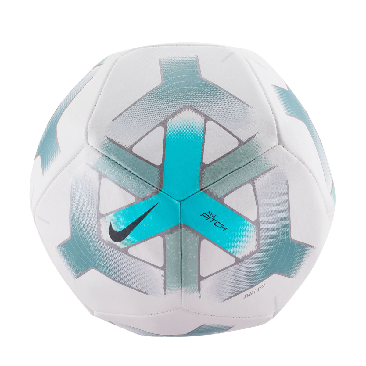 Nike Pitch Soccer Ball, WHITE/DUSTY CACTUS/SMOKEY BLUE/BLACK, back view
