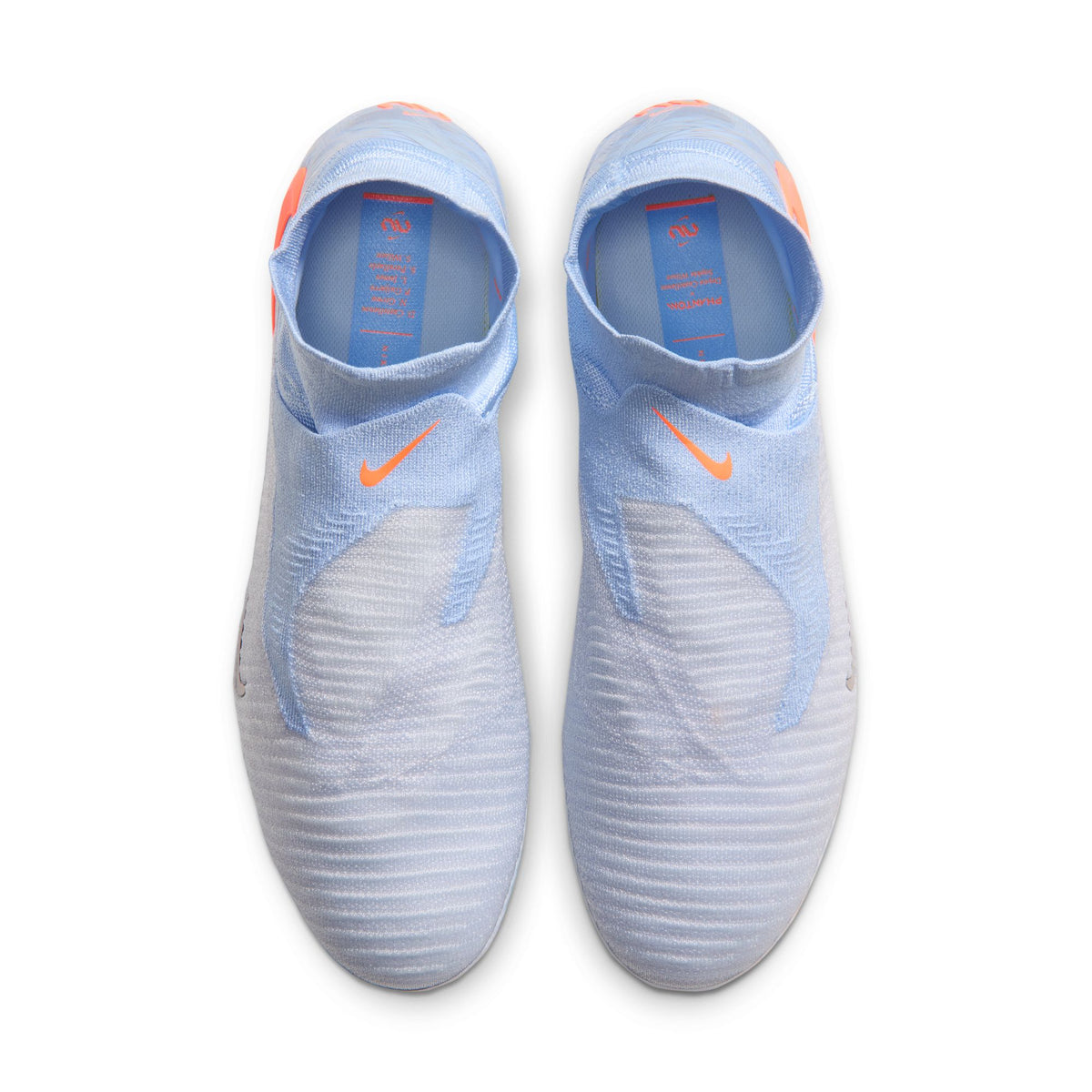 Nike United Phantom 6 High Elite FG soccer cleats in Multi-Color/Black, top view of pair — IQ7651-900