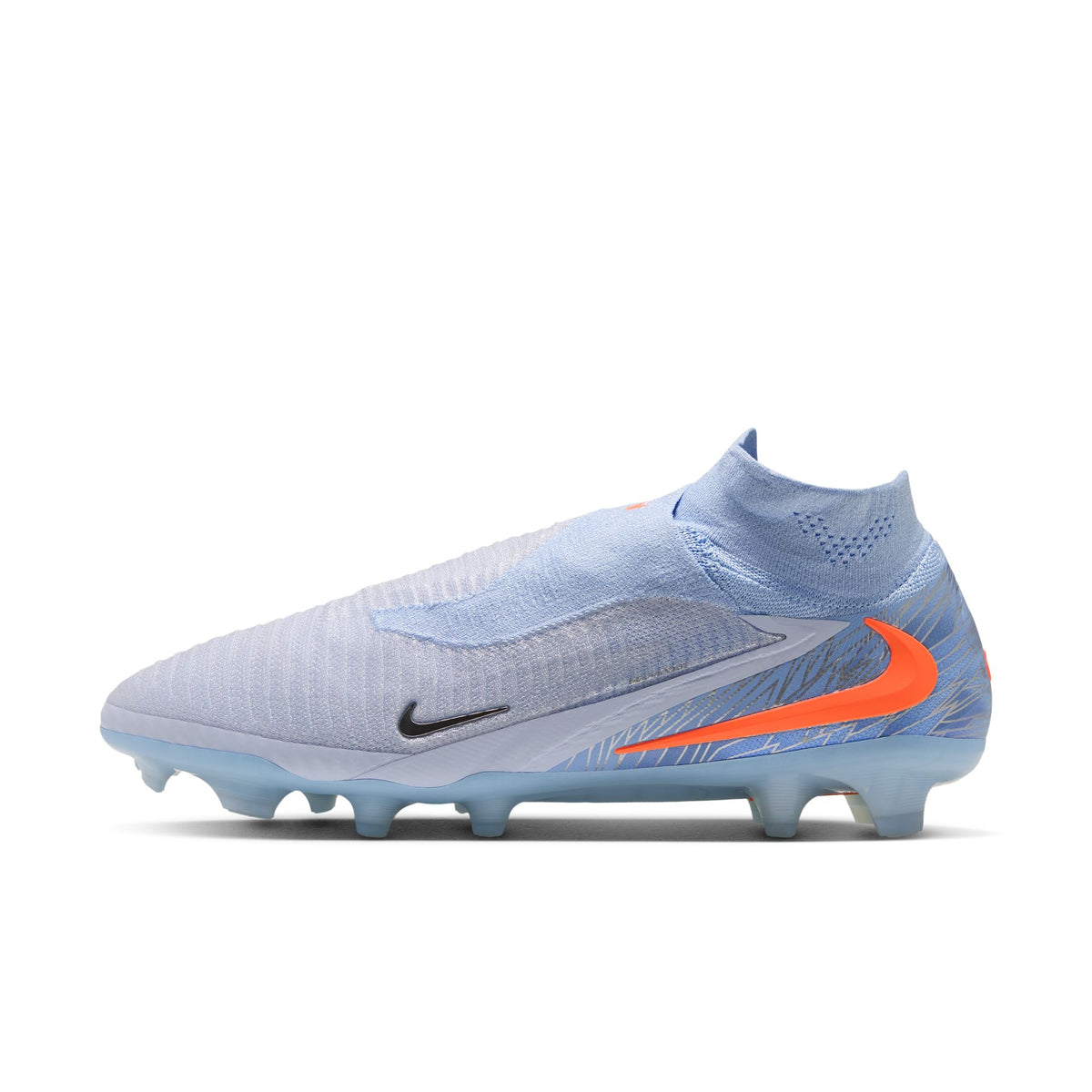 Nike United Phantom 6 High Elite FG soccer cleats in Multi-Color/Black, side view — IQ7651-900