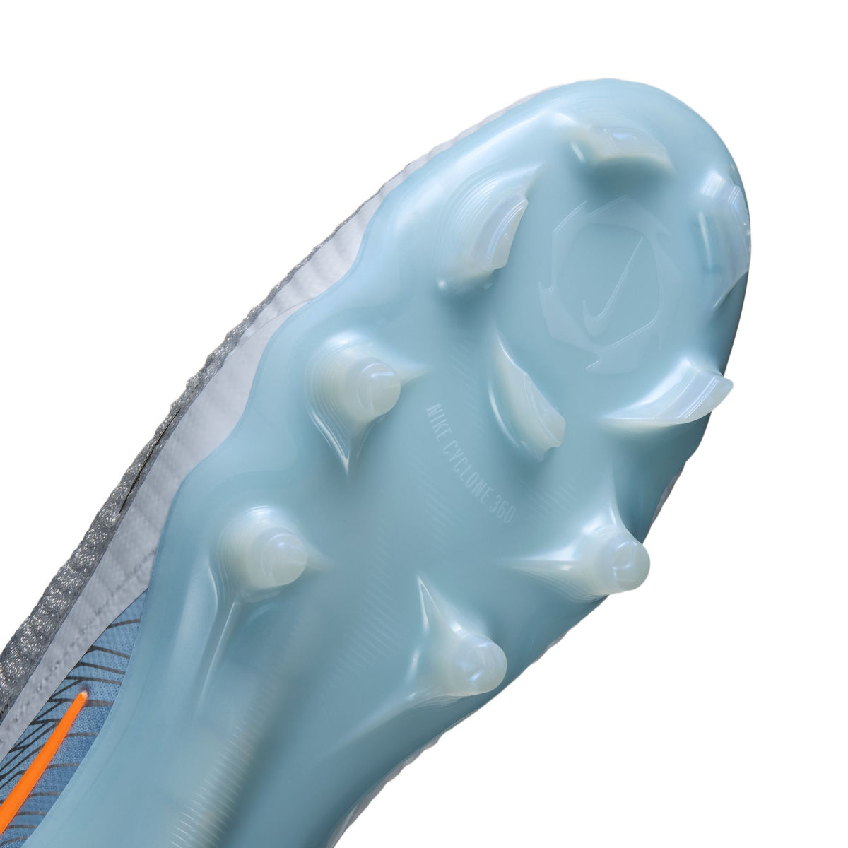 Nike United Phantom 6 High Elite FG soccer cleats in Multi-Color/Black, Cyclone 360 stud detail — IQ7651-900