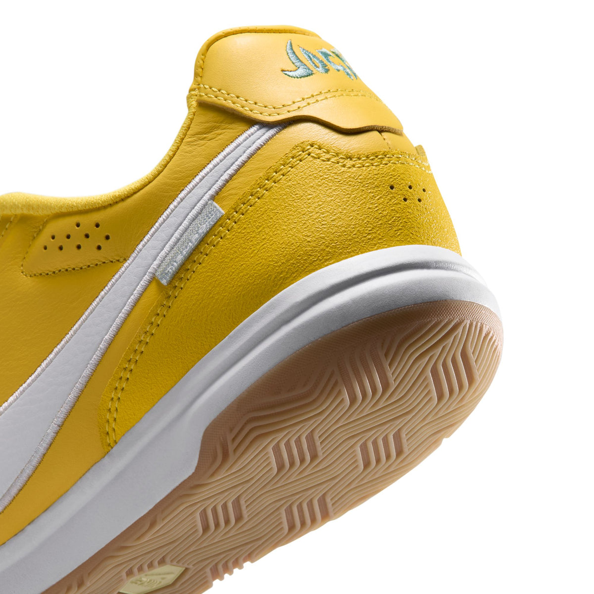Nike Tiempo Streetgato "Joga Bonito" Indoor Soccer Shoes – Chrome Yellow, heel and outsole detail — IQ8057-700