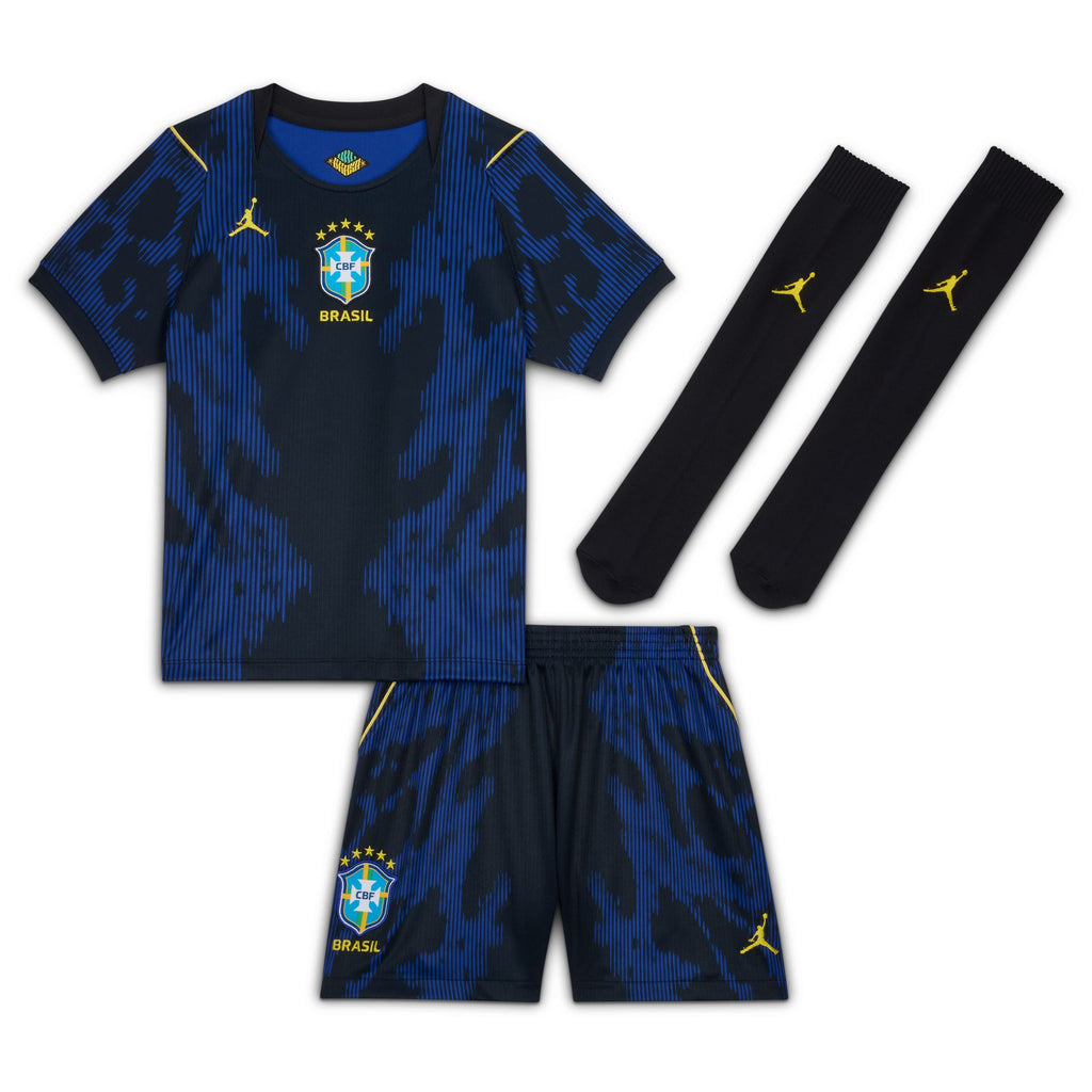 Nike Brazil 2026 Stadium Away Little Kids' Jordan Soccer Replica 3-Piece Kit - IU1071-417-NIKE by Nike | Available at Niky's Sports