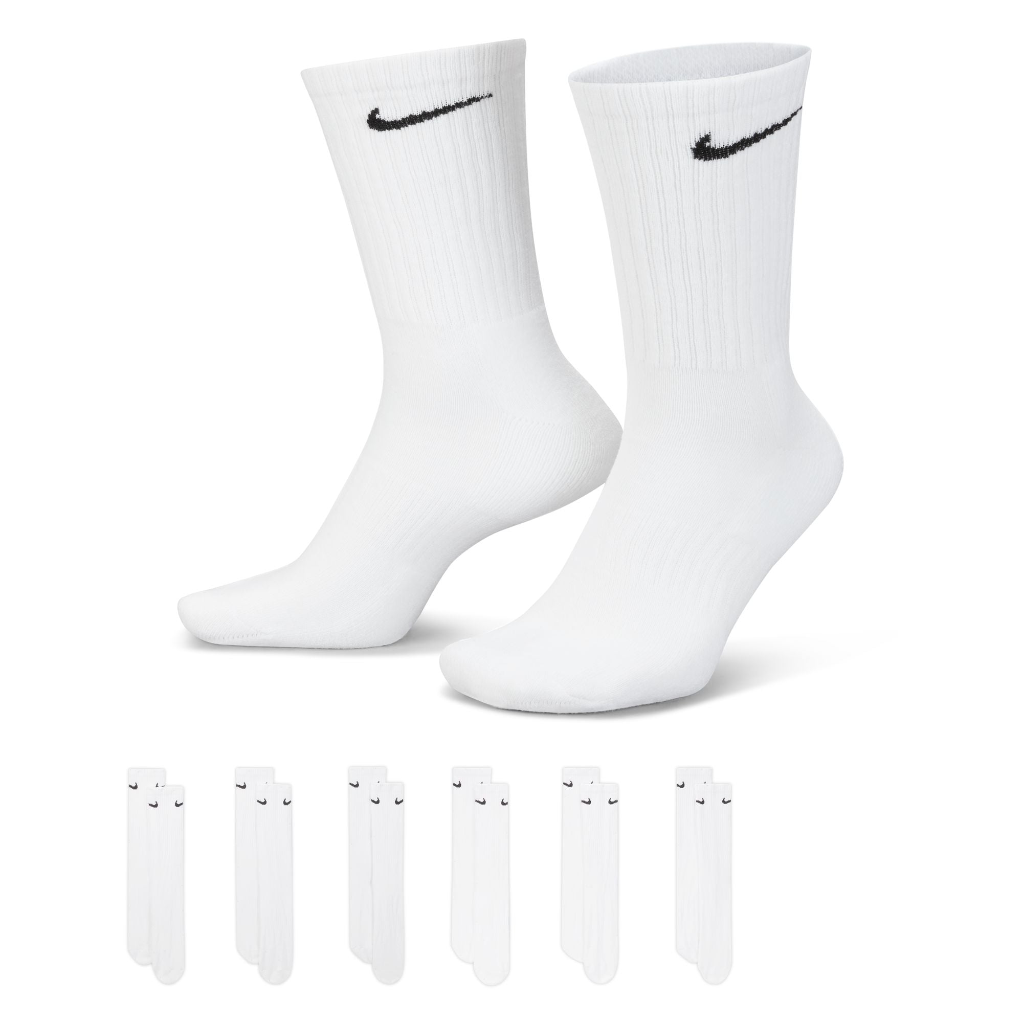 Nike Everyday Cushioned Training Crew Socks (6 Pairs) - SX7666-100-NIKE by Nike | Available at Niky's Sports