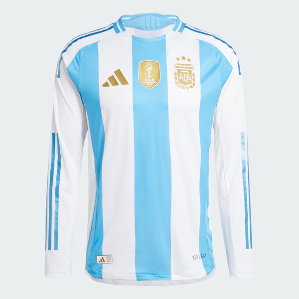 Adidas Argentina 24 Long Sleeve Home Authentic Jersey White Blue Burst