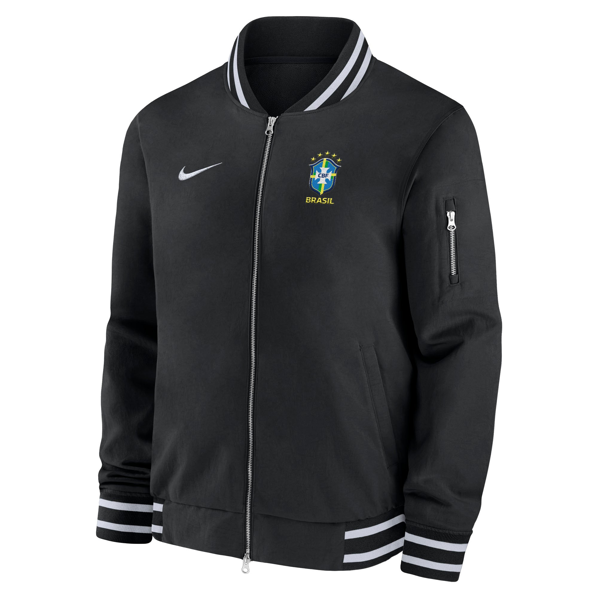 Nike Brazil Men's Soccer Bomber Jacket - M62424-BLK-NIKE by Nike | Available at Niky's Sports