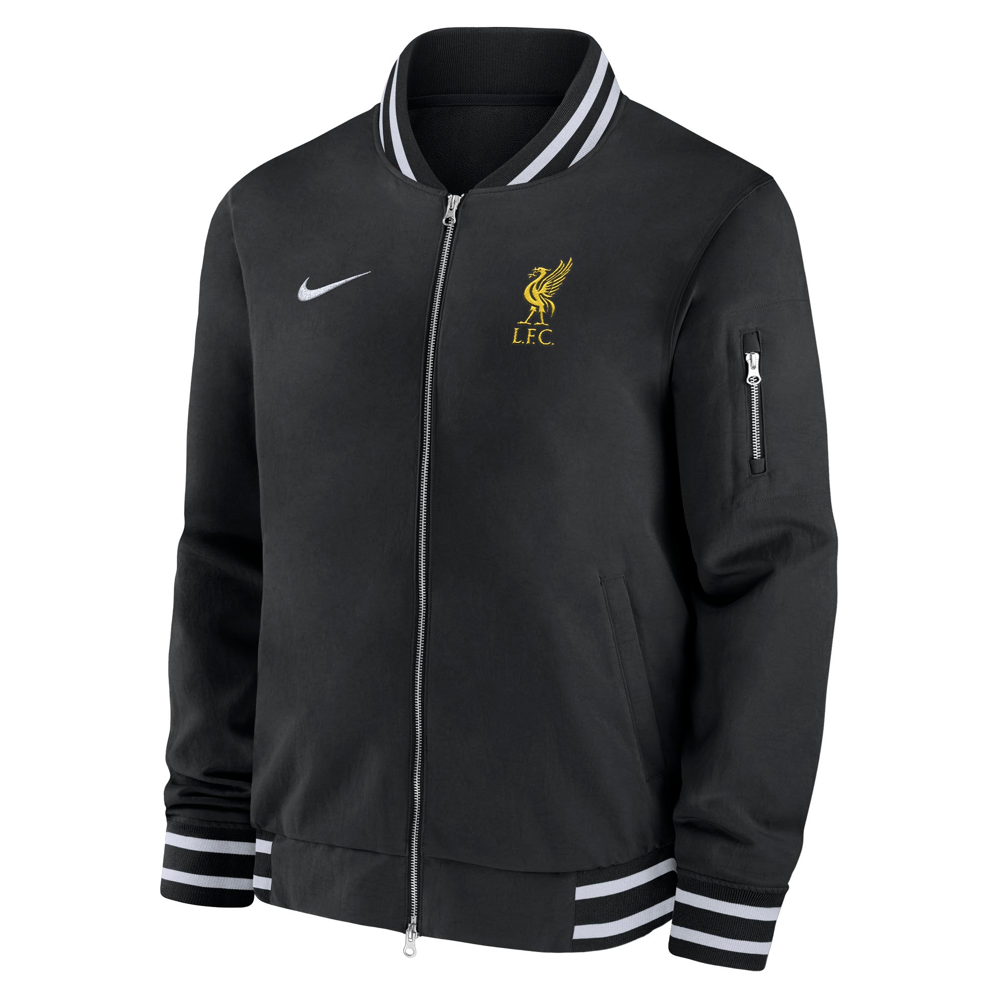 Nike Liverpool Bomber Jacket - M62424-LFC-BLK-NIKE by Nike | Available at Niky's Sports