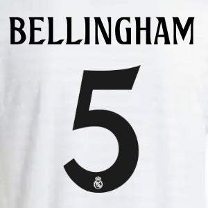 OFFICIAL BELLINGHAM #5 REAL MADRID HOME 2024-225 NAME SET - RM25-BELL-H-AUTHENTIC by Authentic | Available at Niky&#39;s Sports