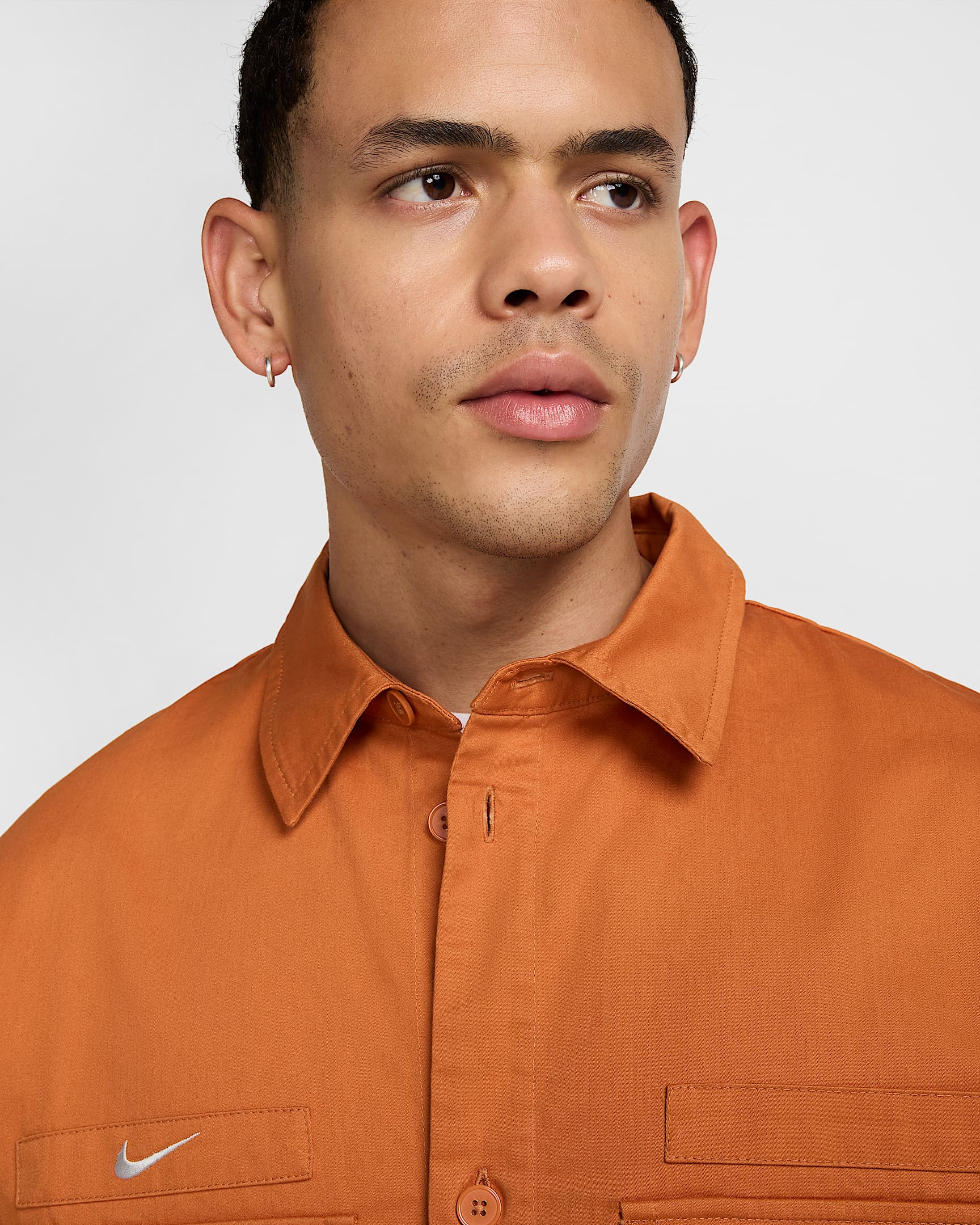 Nike Club America Men's Life Woven Military Short-Sleeve Button-Down Shirt - FQ7829-831-NIKE by Nike | Available at Niky's Sports