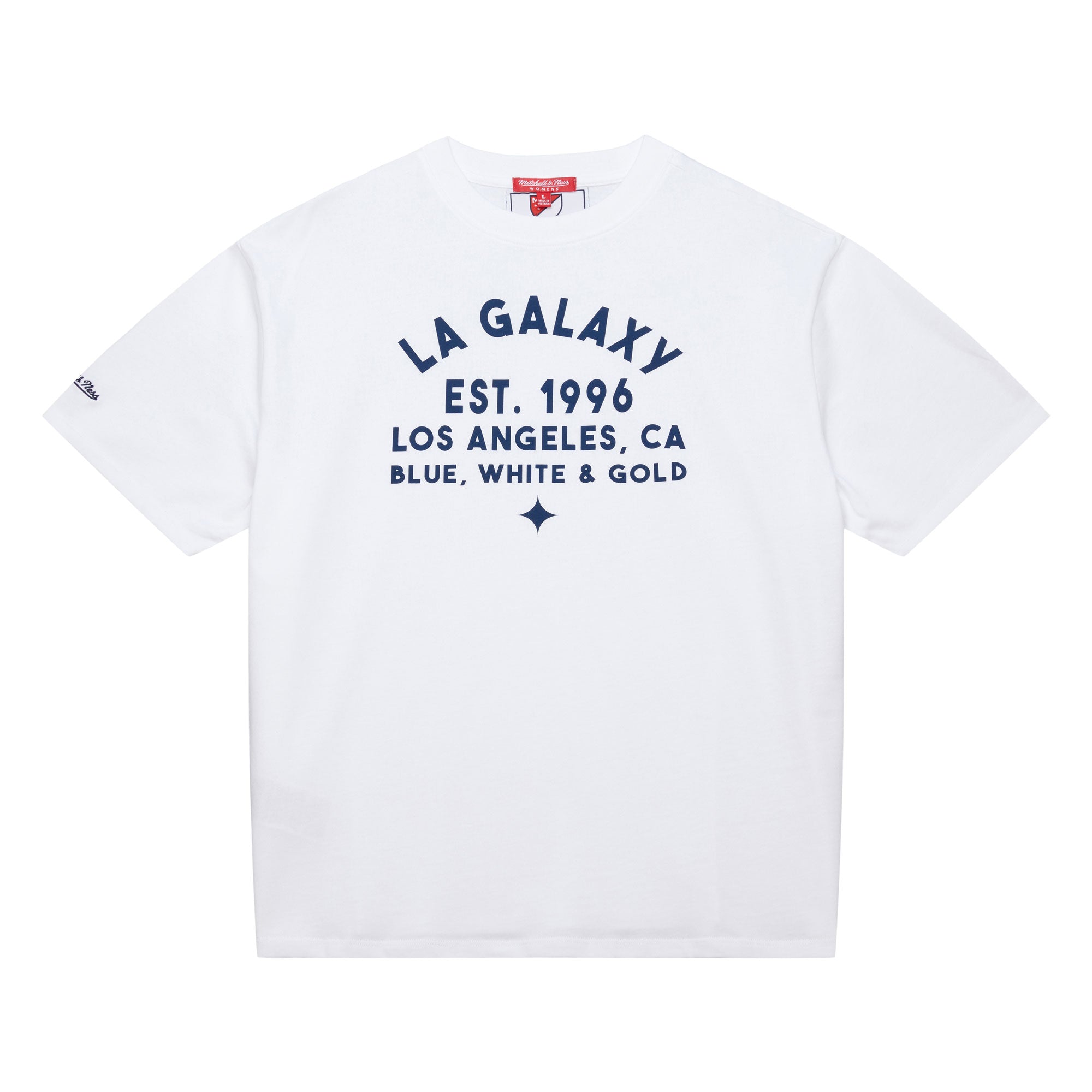 Mitchell and Ness LA Galaxy Women's Boyfriend Tee - FC10138-LAGWHIT-MITCHELL & NESS by Mitchell & Ness | Available at Niky's Sports