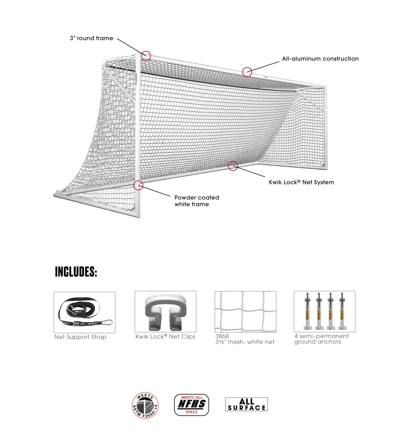 Kwik Goal Deluxe European Club Soccer Goal 6.5' x 18.5'