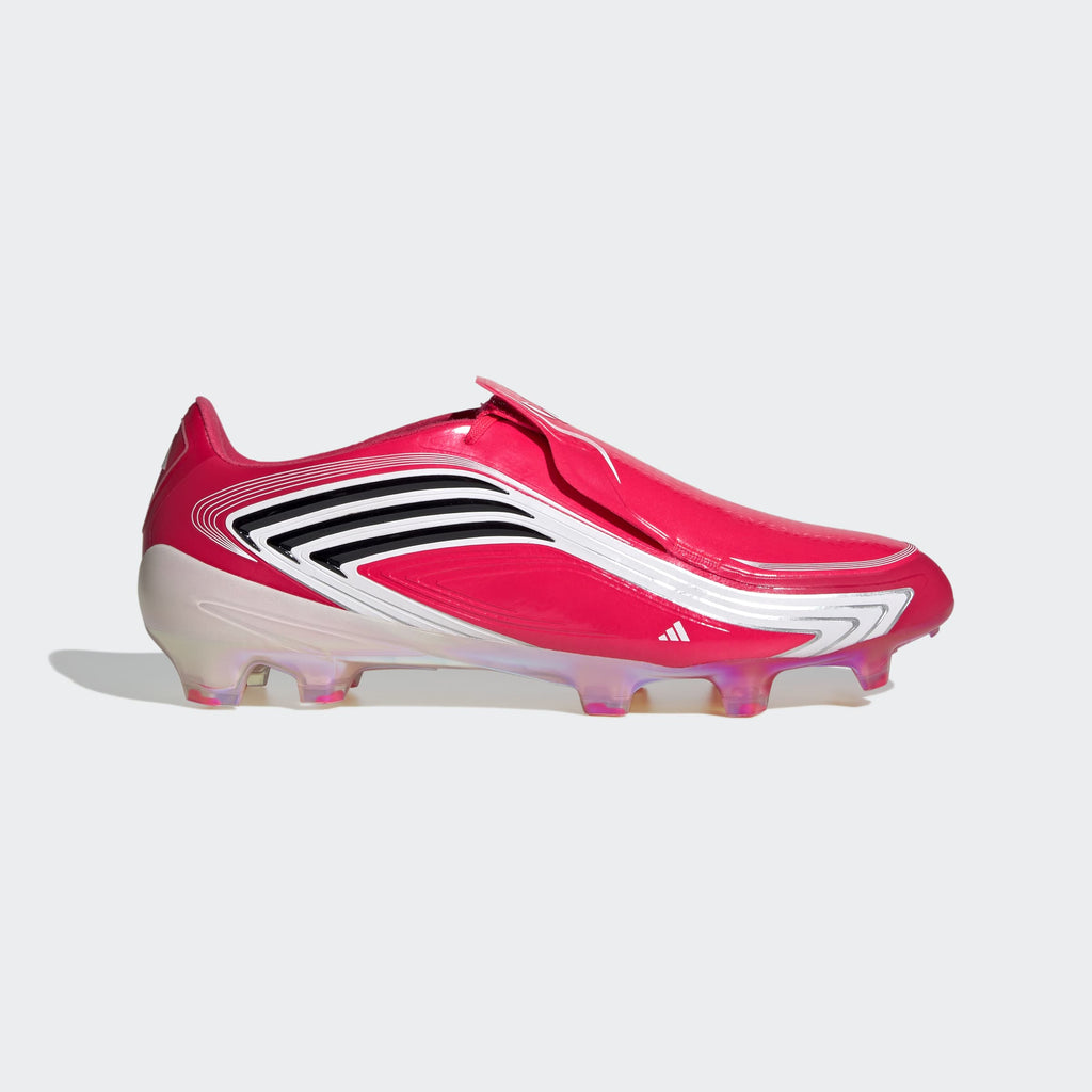 adidas F50 Messi Elite FG Soccer Cleats in Lucid Red, Core Black and Pure Ruby, side view