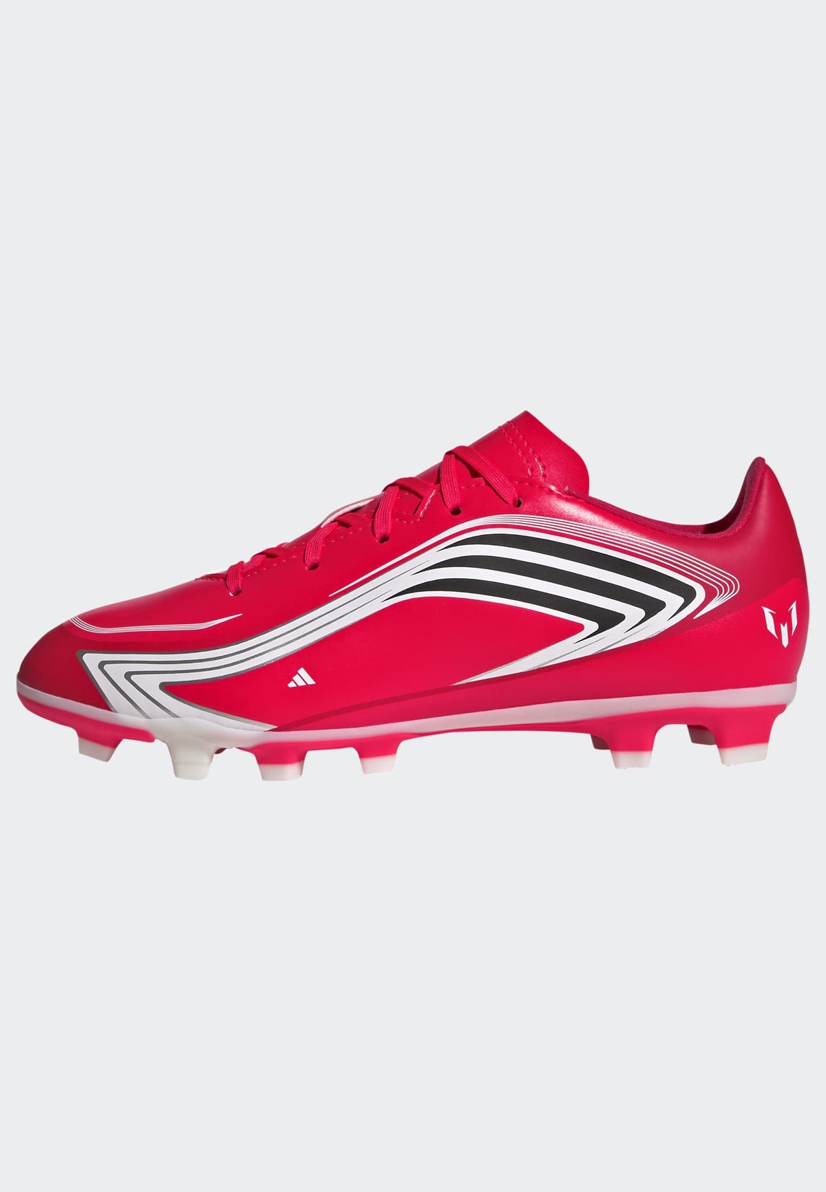 adidas F50 Messi Club FG/MG Kids Soccer Cleats - Lucid Red/Core Black/Pure Ruby