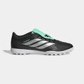 adidas Predator Club Fold-Over Tongue Turf Soccer Shoes - Core Black/Silver Metallic/Pulse Mint, side view