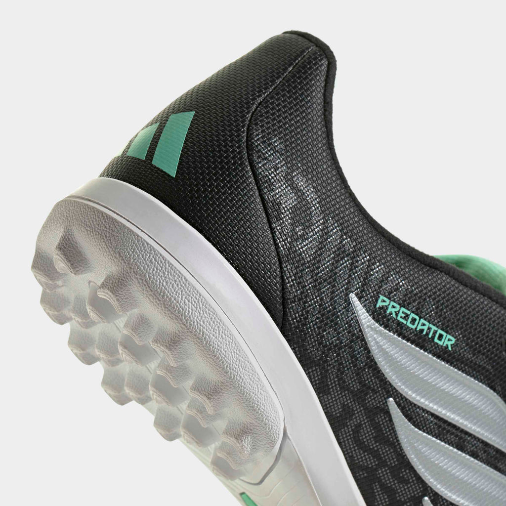 adidas Predator Club Fold-Over Tongue Turf Soccer Shoes - Core Black/Silver Metallic/Pulse Mint
