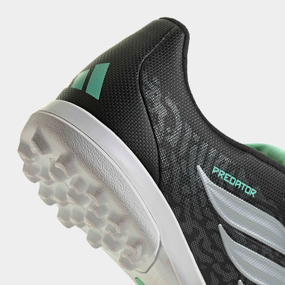 adidas Predator Club Fold-Over Tongue Turf Soccer Shoes - Core Black/Silver Metallic/Pulse Mint