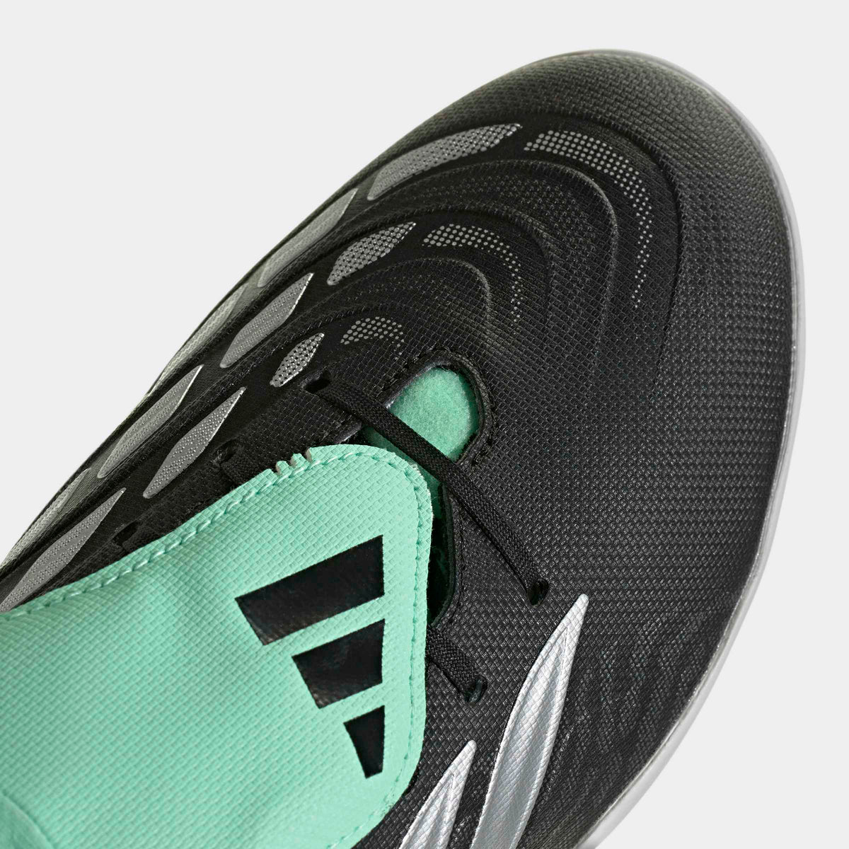 adidas Predator Club Fold-Over Tongue Turf Soccer Shoes - Core Black/Silver Metallic/Pulse Mint