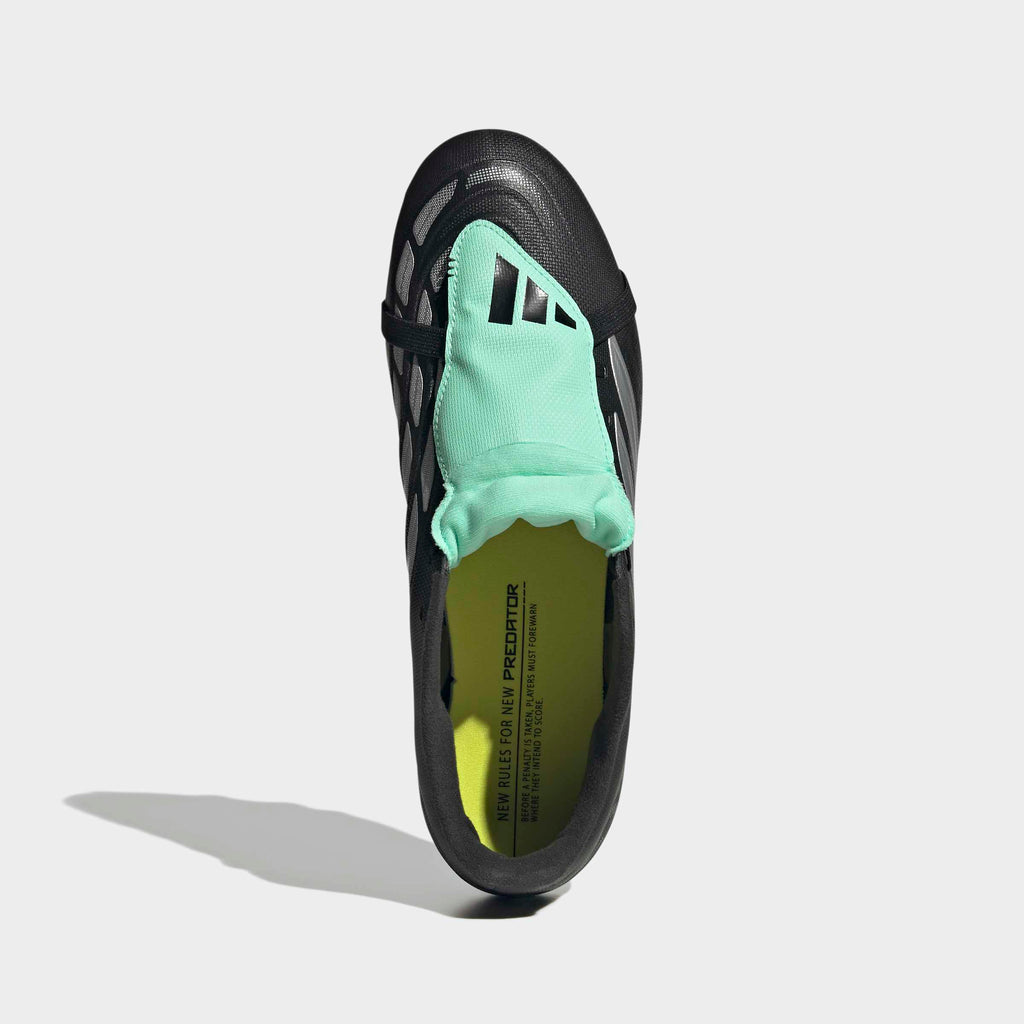 adidas Predator Club Fold-Over Tongue FG/MG Soccer Cleats - Core Black/Silver Metallic/Pulse Mint